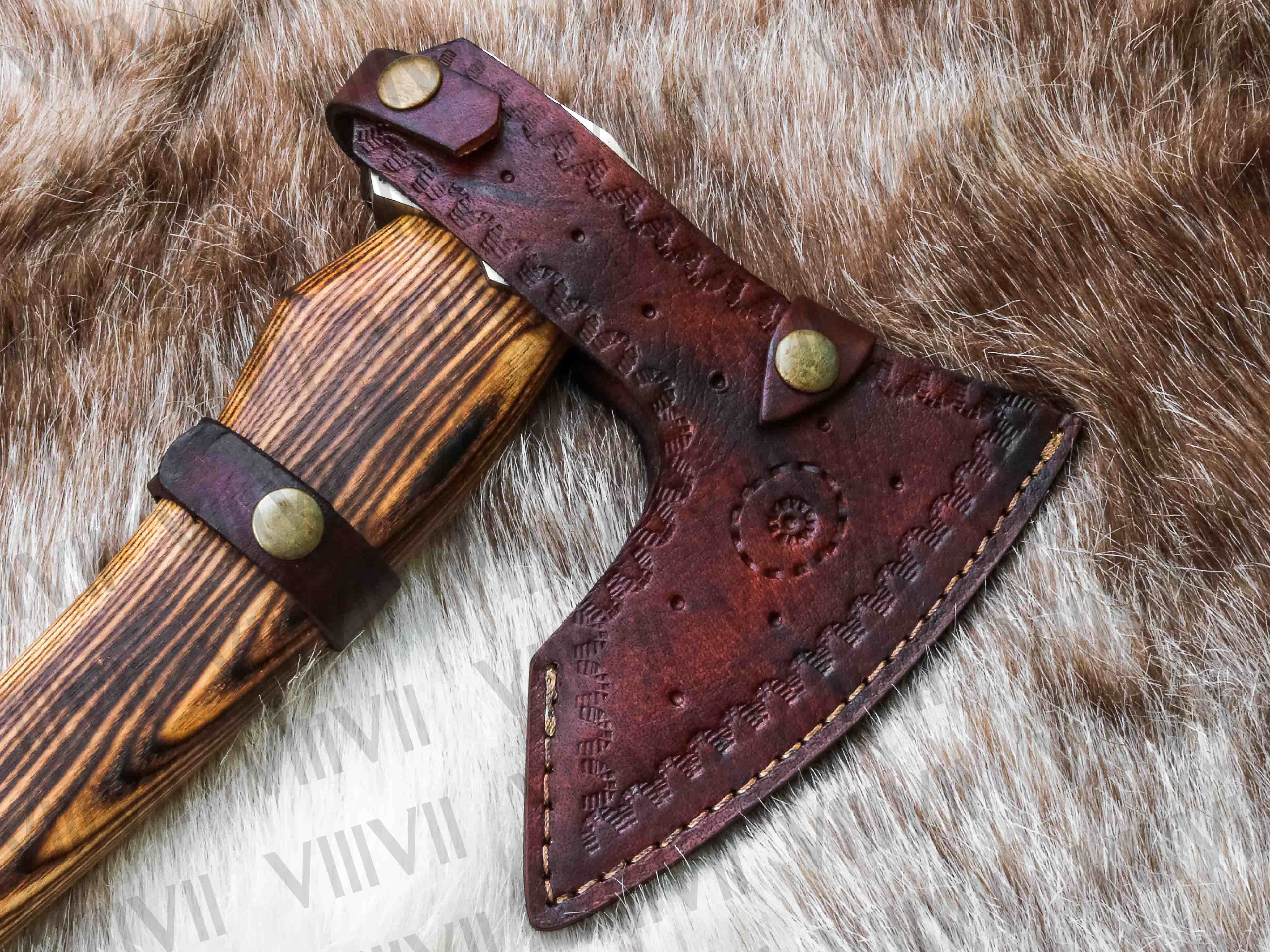 Viking Axe with Etched Blade | Ash Wood Handle | Handcrafted Norse Gift for Him