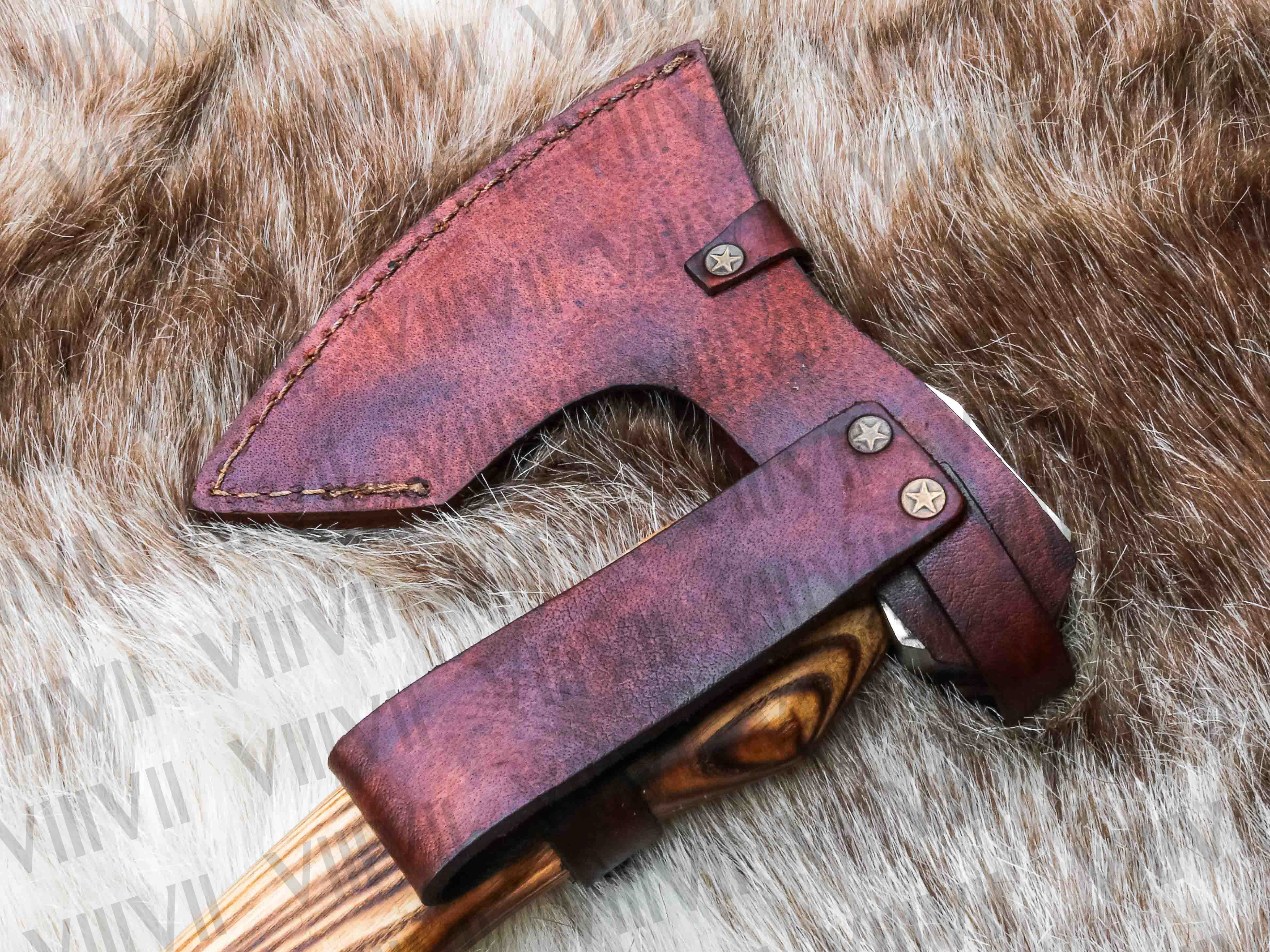 Viking Axe with Etched Blade | Ash Wood Shaft | Handcrafted Norse-Inspired Gift for Him