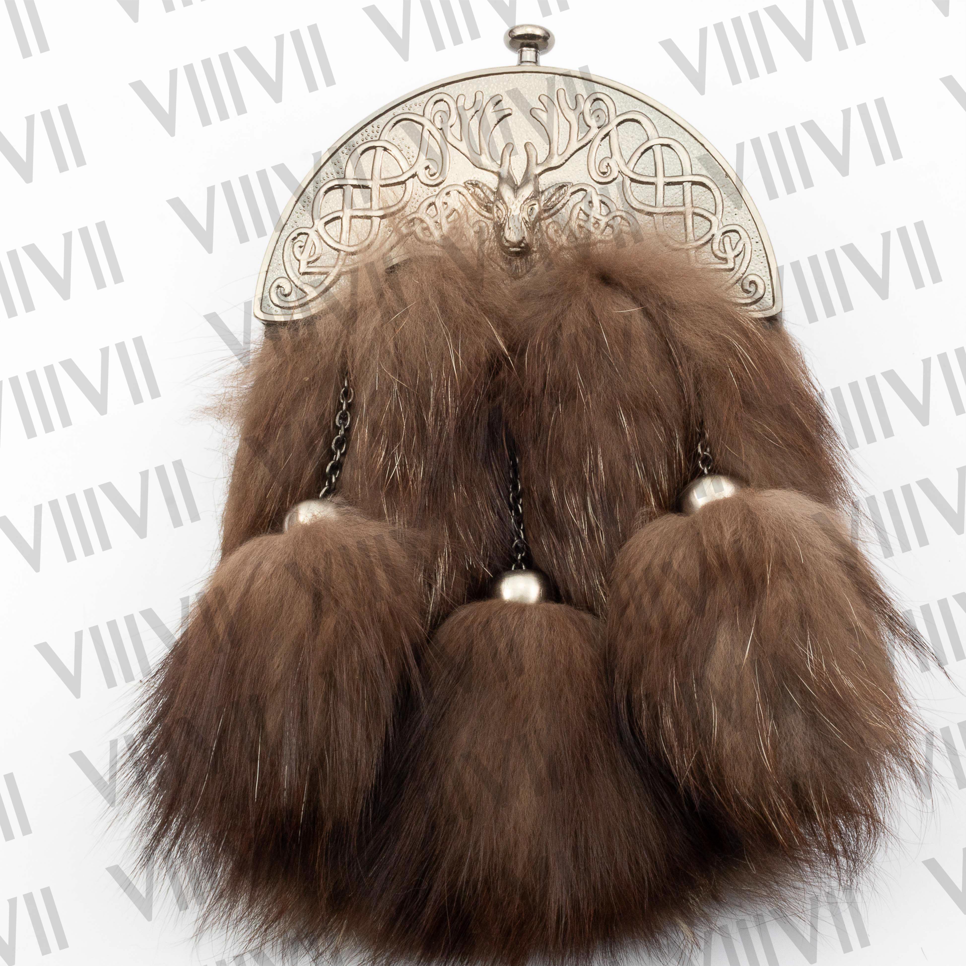 Brown Fox Fur Sporran Full Dress Stag Cantle for Highland Games, Burns Night, Hogmanay, Clan Gatherings, Celtic Festivals