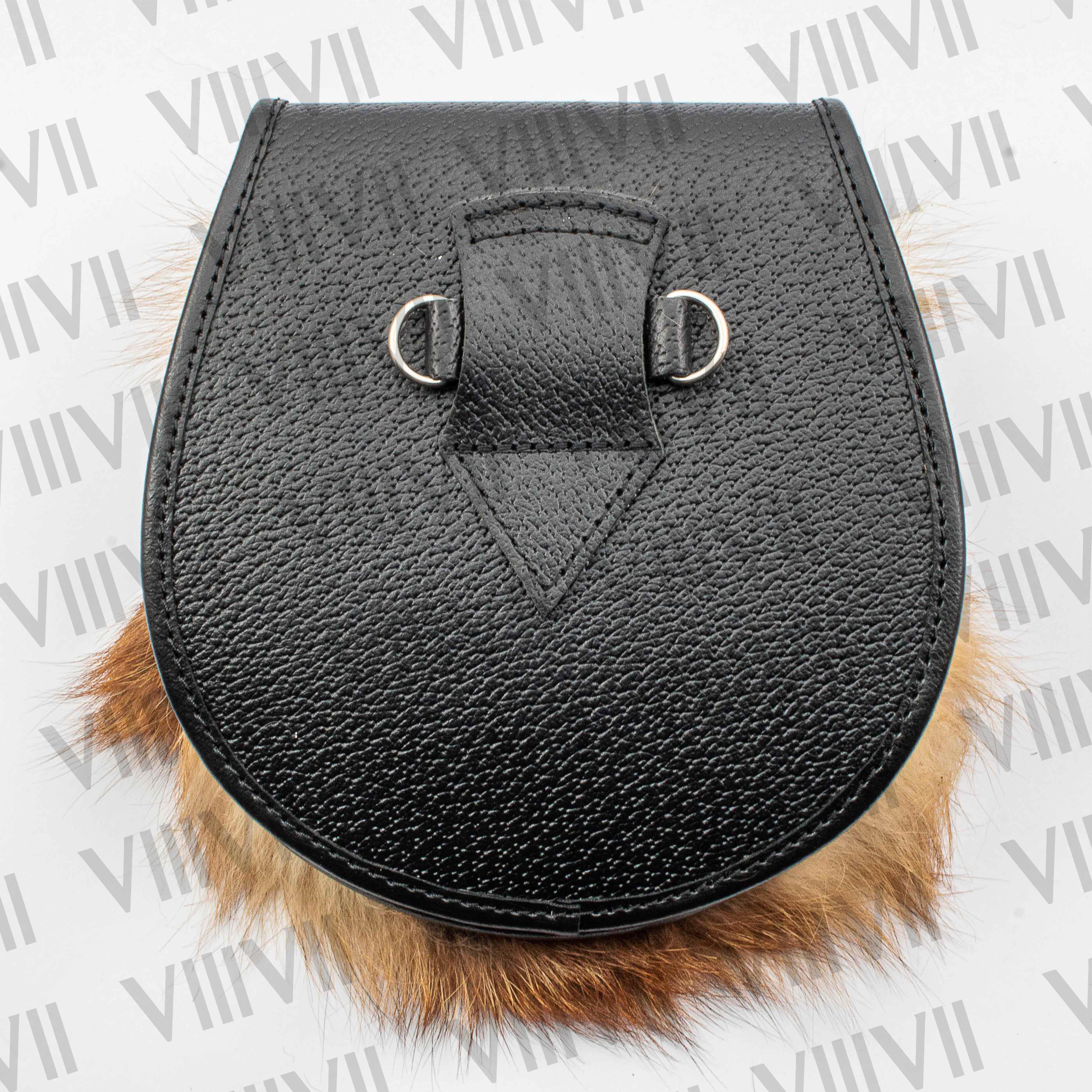 Thistle Badge Sporran with Red Fox Fur Handmade from Genuine Leather for Scottish Weddings Highland Games & Clan Gatherings