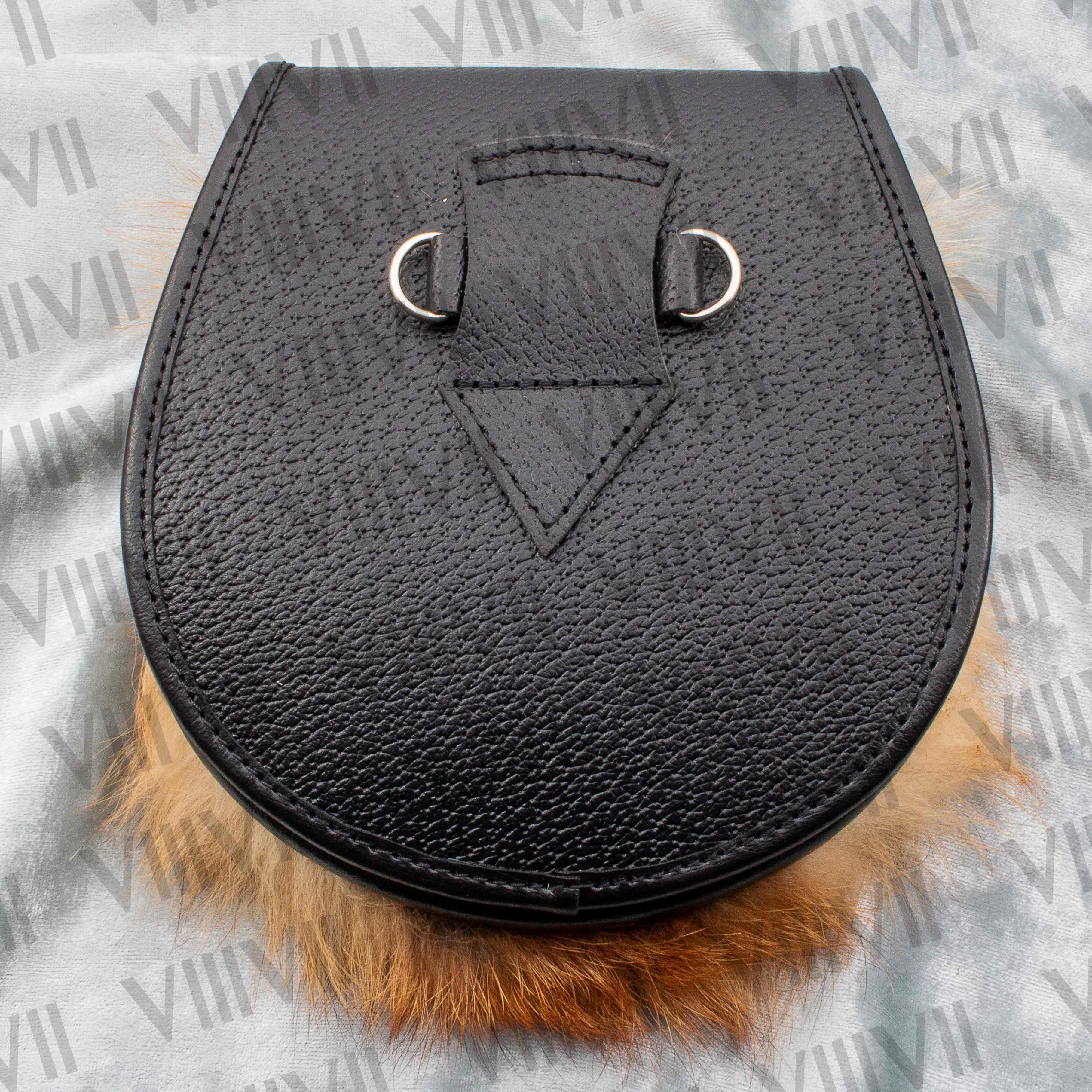 Thistle Badge Sporran with Red Fox Fur Handmade from Genuine Leather for Scottish Weddings Highland Games & Clan Gatherings