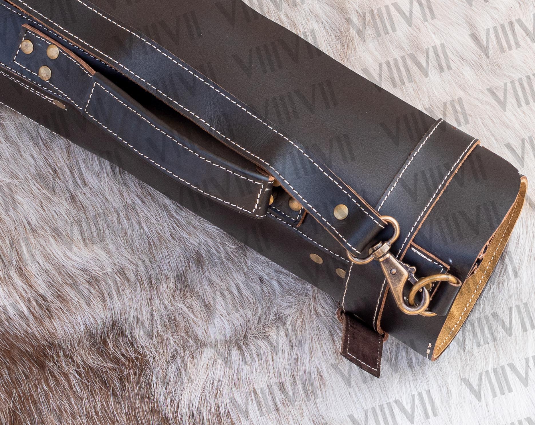 Leather knife roll, chef knife case in genuine leather, easy to carry and light