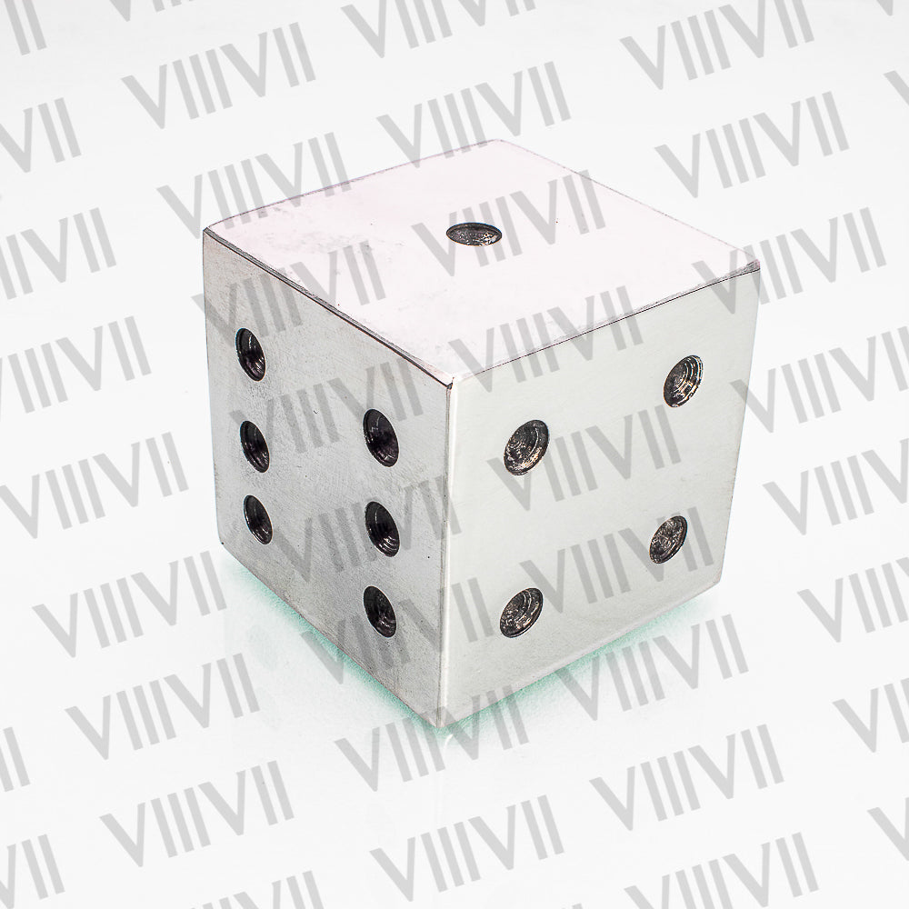 Stainless Steel Dice Cube 2x2" – Heavy Paperweight for Office Desk with Rosewood Gift Box