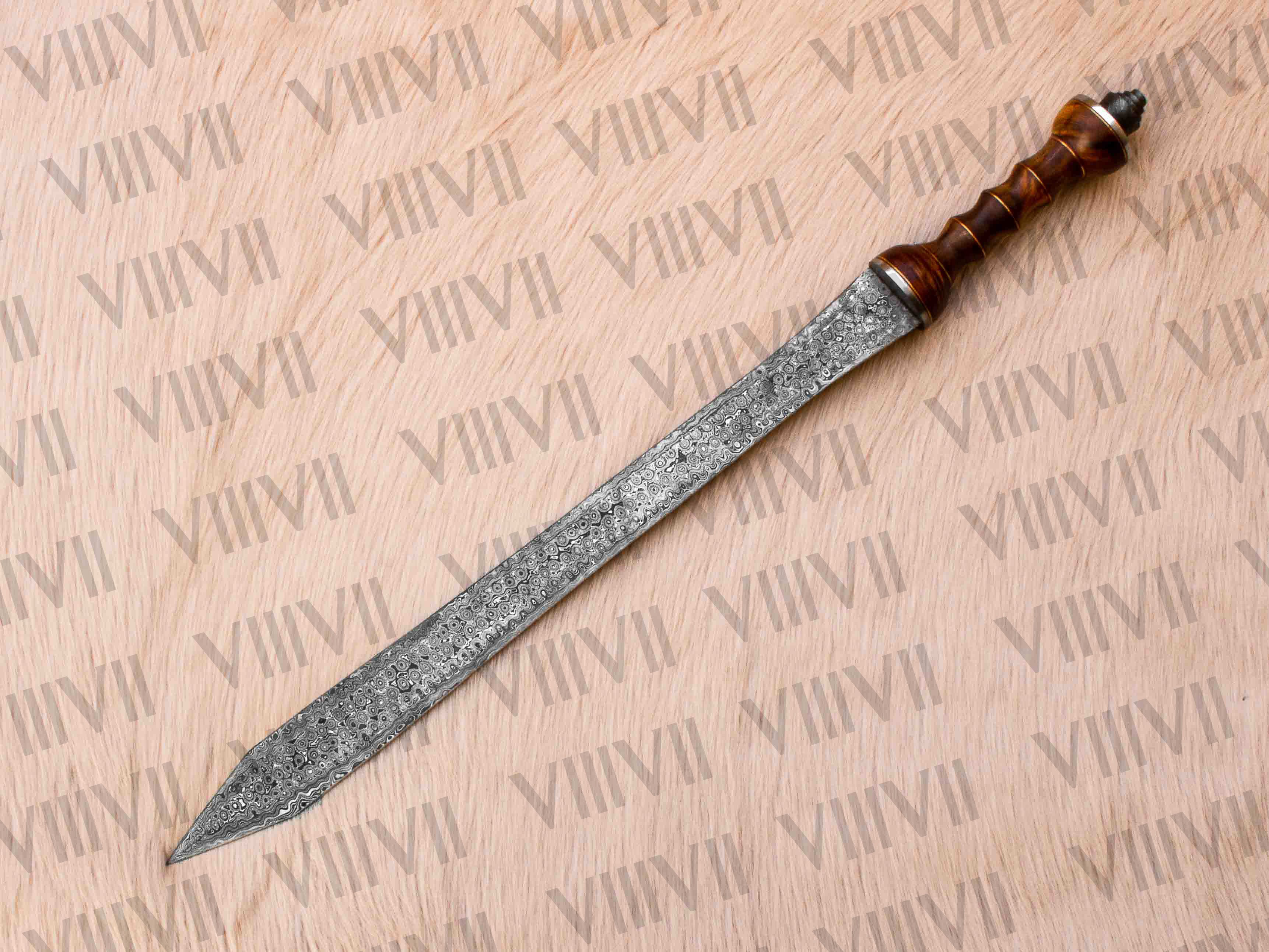 Damascus Steel Roman Gladiator Sword with Authentic Leather Sheath