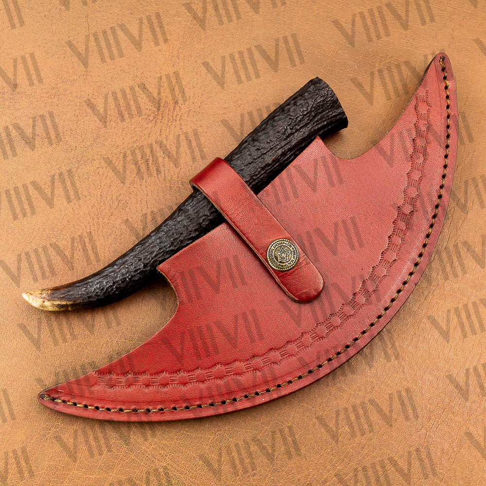 Handmade ULU Knife in Stainless Steel with Antler Handle – Unique & Durable