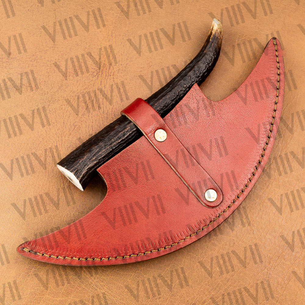 Handmade ULU Knife in Stainless Steel with Antler Handle – Unique & Durable