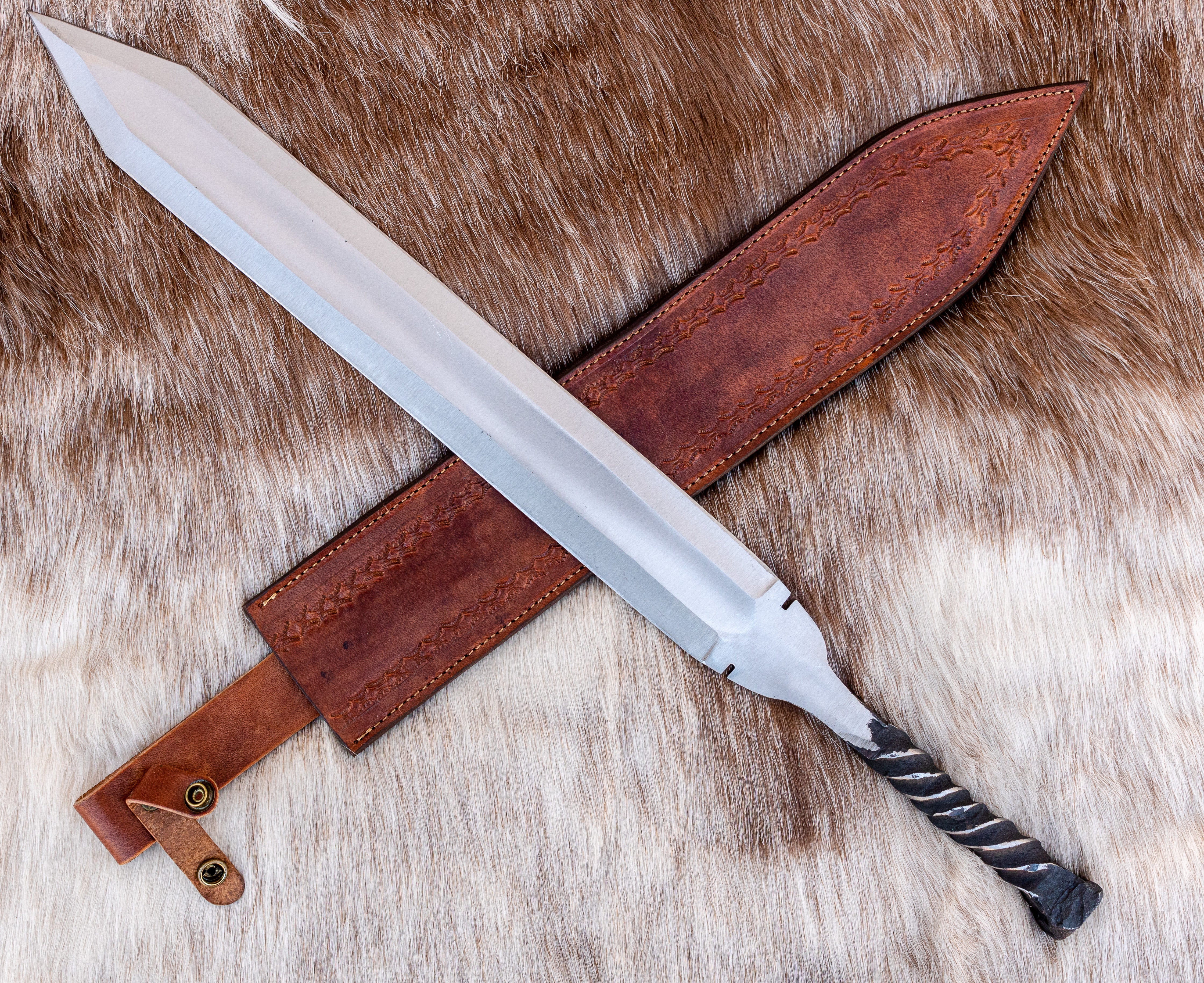 Railroad Spike Knife Double Edge Dagger | 20" Twisted Handle | Handmade Collectible Gift (Copy)