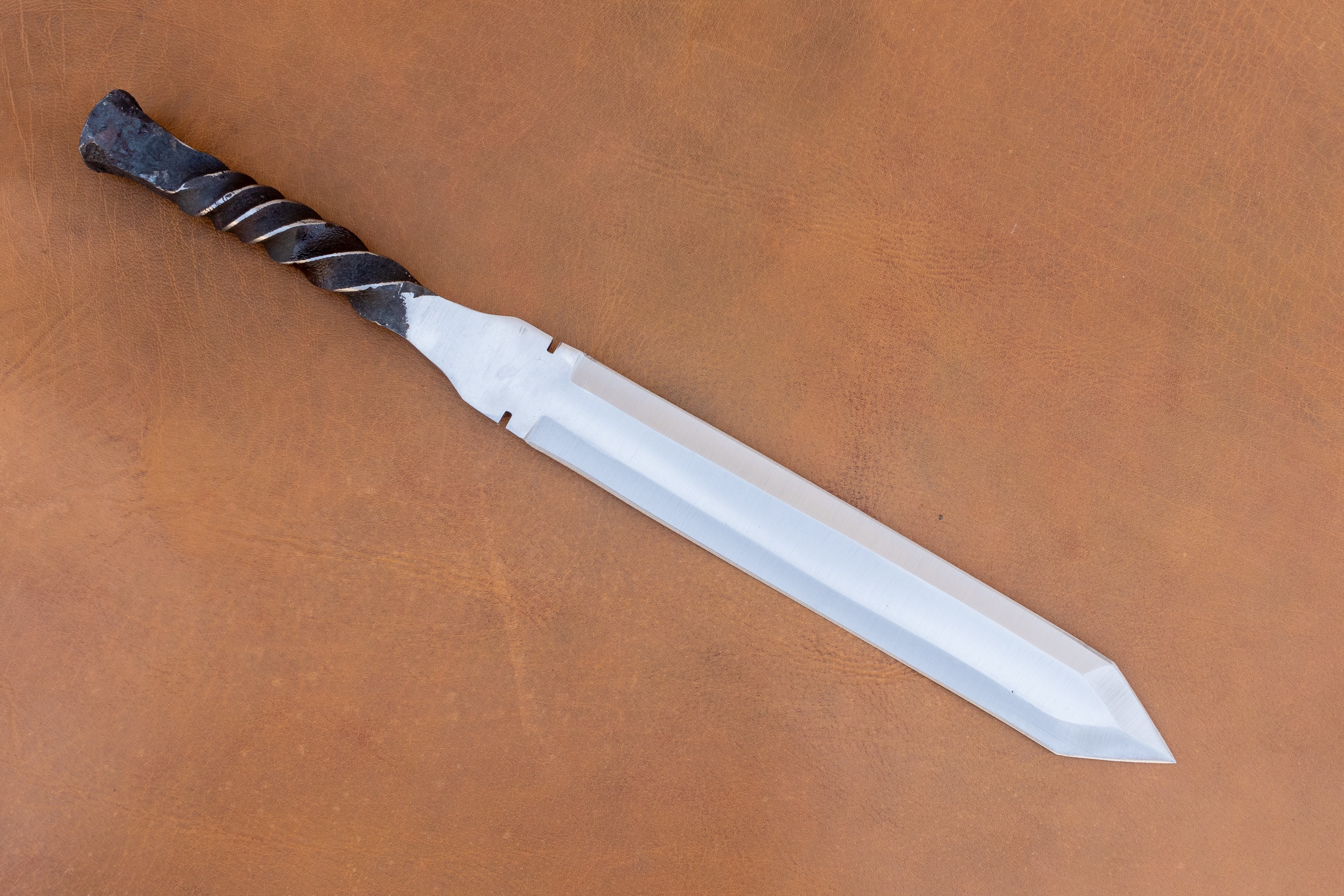 Railroad Spike Knife Double Edge Dagger | 16" Twisted Handle | Handmade Collectible Gift