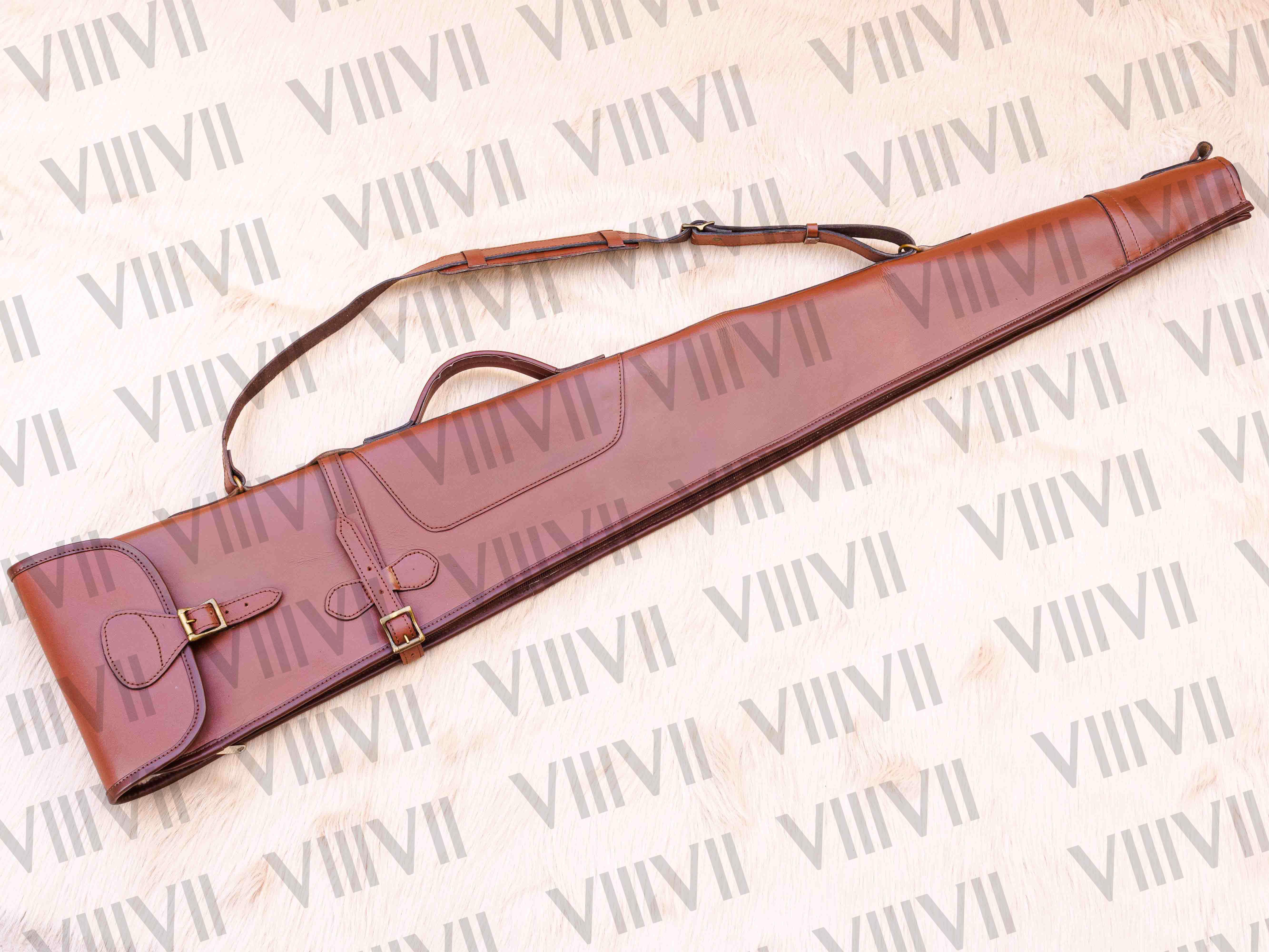 Leather Rifle case with shearling fur interior, Premium quality scabbard