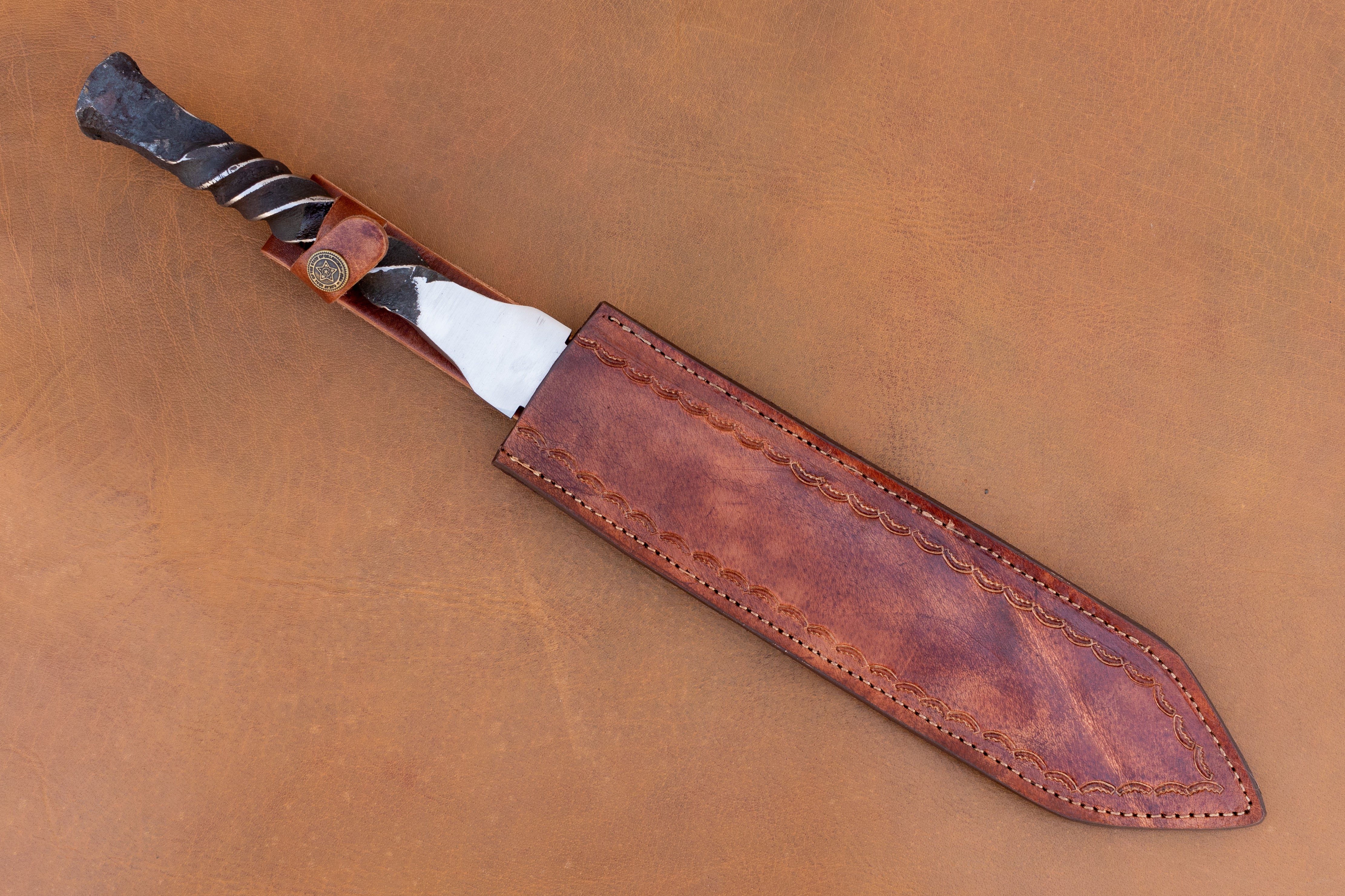 Railroad Spike Knife Double Edge Dagger | 16" Twisted Handle | Handmade Collectible Gift