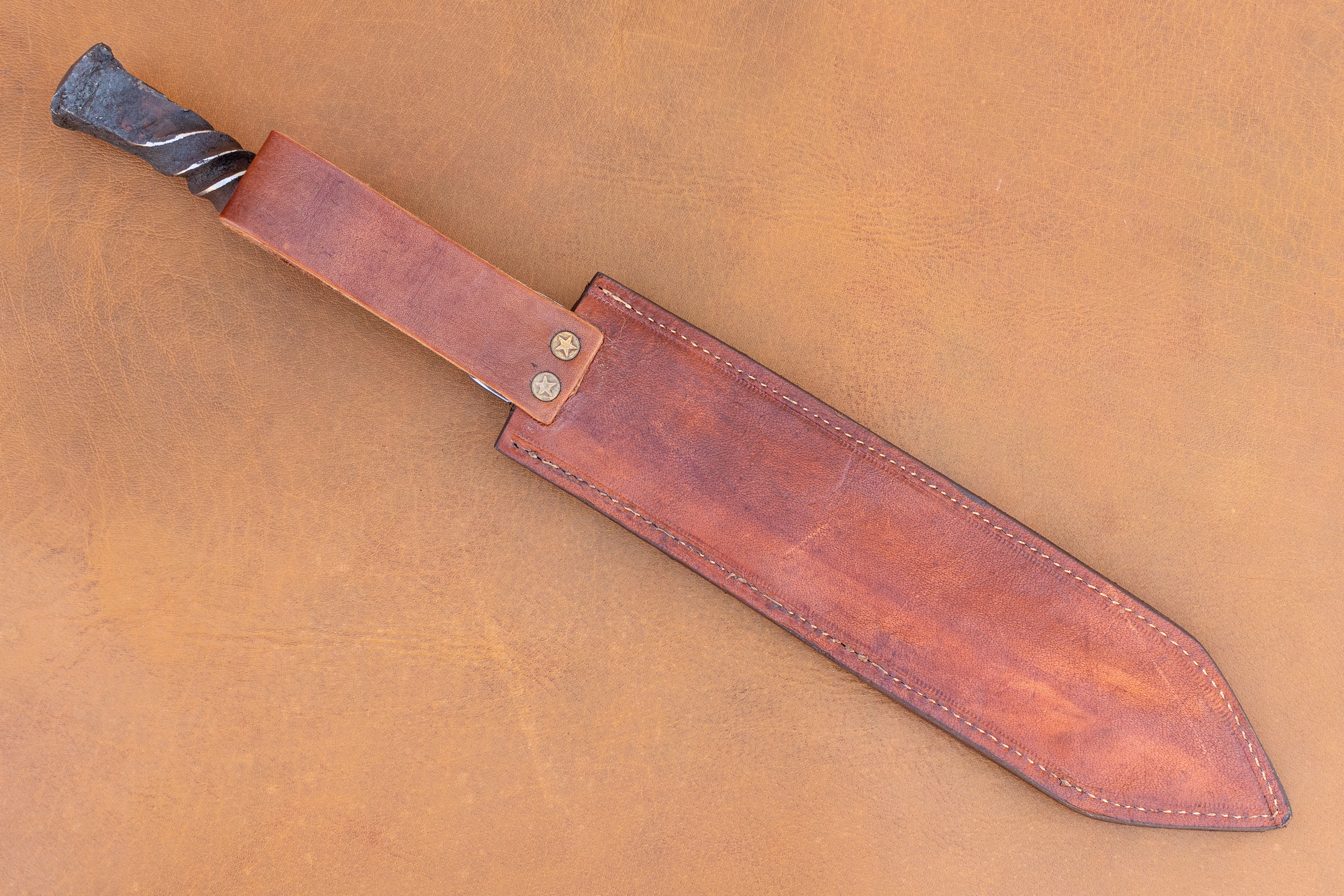 Railroad Spike Knife Double Edge Dagger | 16" Twisted Handle | Handmade Collectible Gift