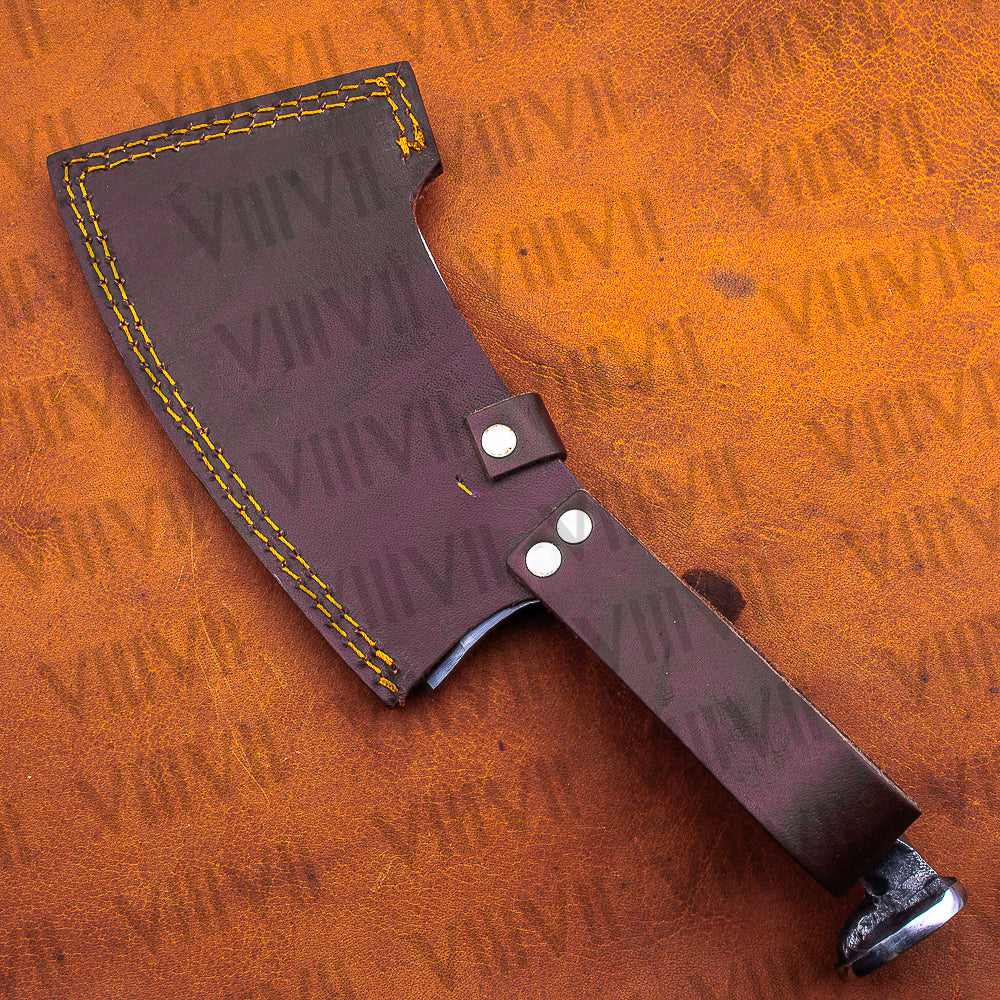 Hand Forged Celtic Cleaver Gift | Railroad Spike Knife with Leather Sheath | Unique Handmade Blade for Him