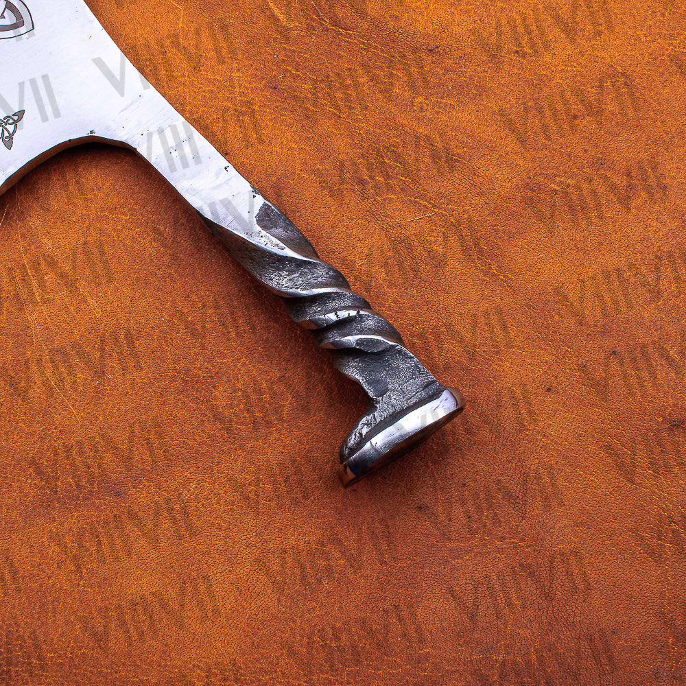 Hand Forged Celtic Cleaver Gift | Railroad Spike Knife with Leather Sheath | Unique Handmade Blade for Him