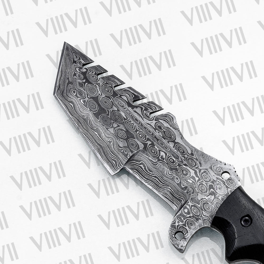 Handmade Damascus Steel Hunting Knife – Fixed Blade with Wangi Wood Handle, Scout Carry Sheath & Wooden Gift Box