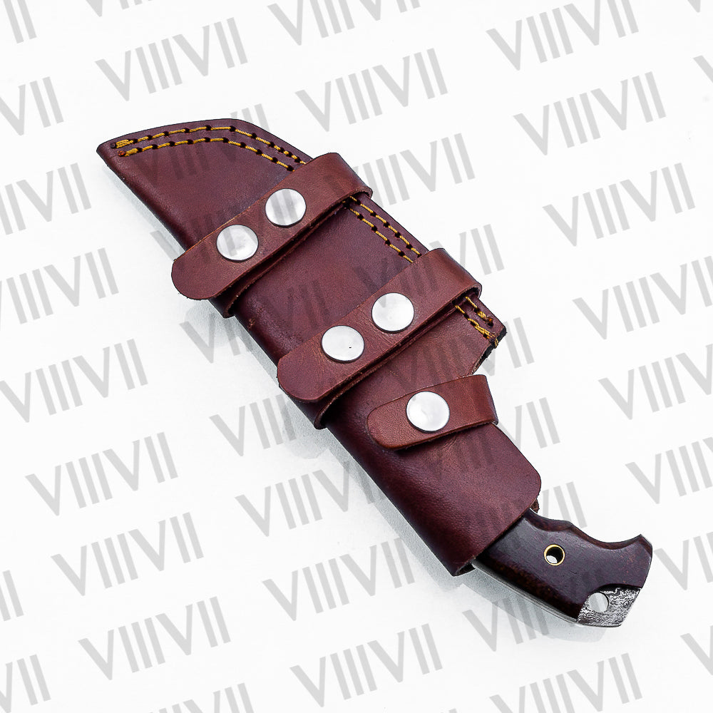 Handmade Damascus Steel Hunting Knife – Fixed Blade with Micarta Handle, Scout Carry Sheath & Optional Wooden Gift Box