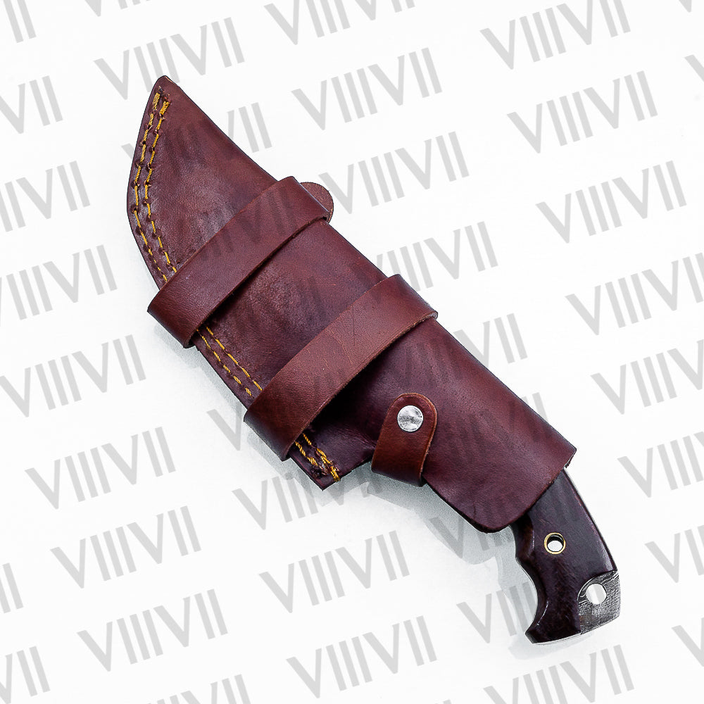 Handmade Damascus Steel Hunting Knife – Fixed Blade with Micarta Handle, Scout Carry Sheath & Optional Wooden Gift Box