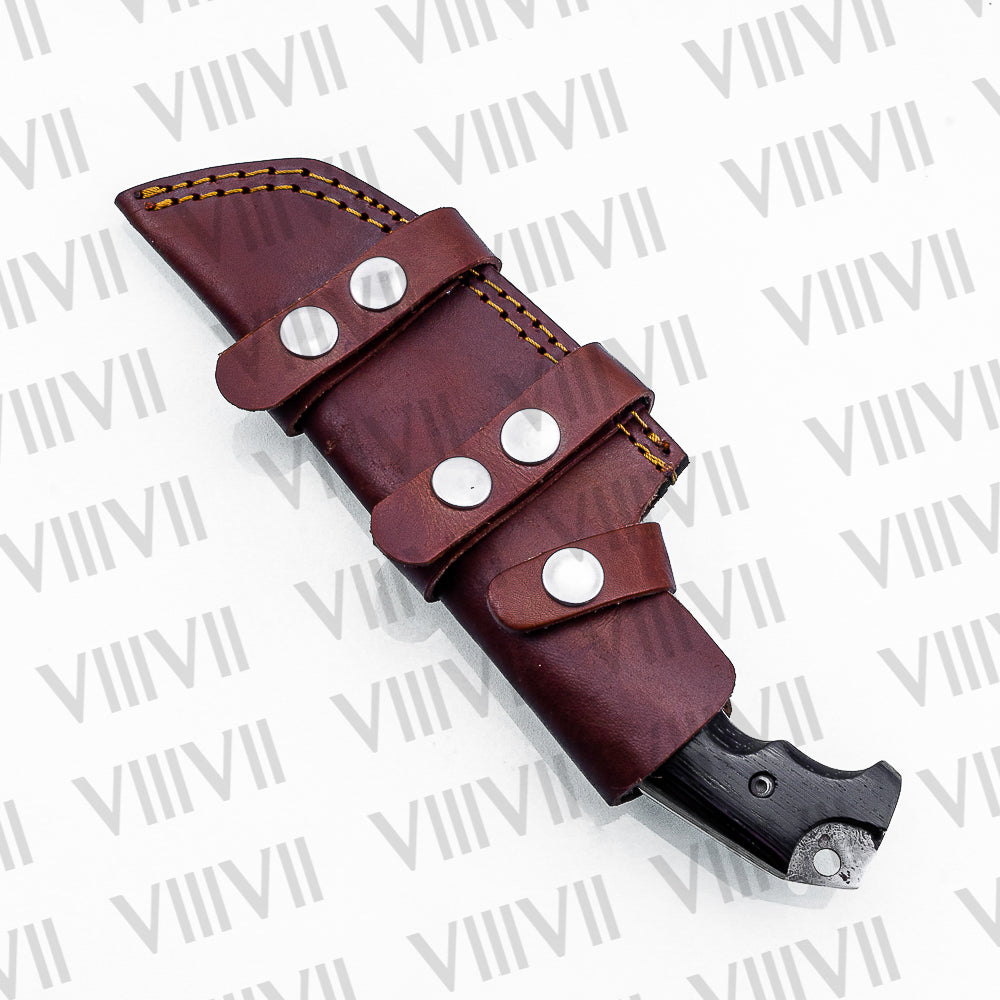 Handmade Damascus Steel Hunting Knife – Fixed Blade with Wangi Wood Handle, Scout Carry Sheath & Wooden Gift Box