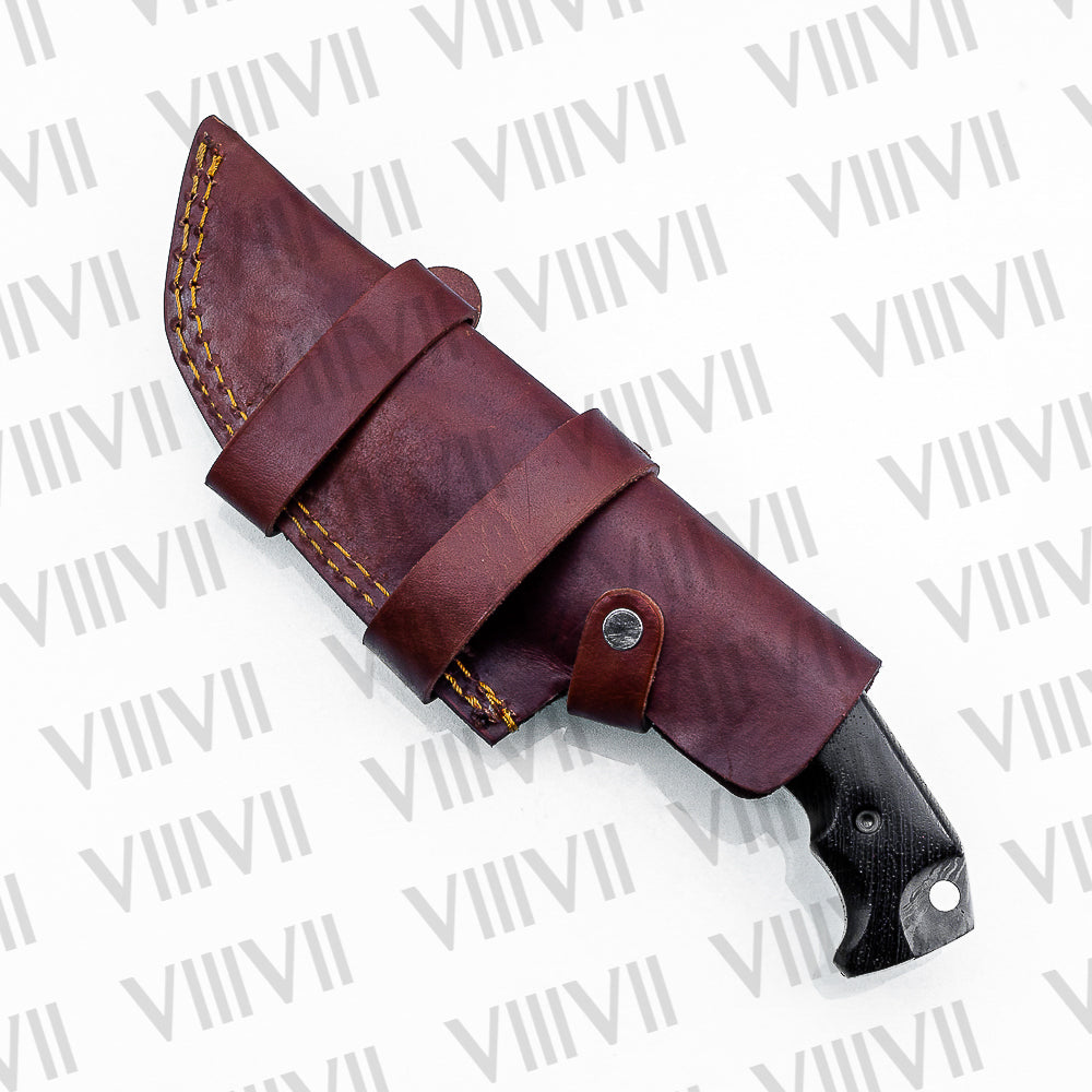 Handmade Damascus Steel Hunting Knife – Fixed Blade with Wangi Wood Handle, Scout Carry Sheath & Wooden Gift Box