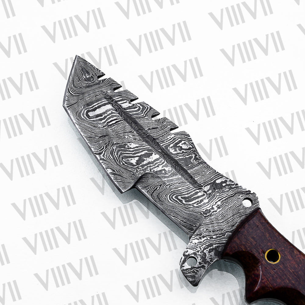 Handmade Damascus Steel Hunting Knife – Fixed Blade with Micarta Handle, Scout Carry Sheath & Optional Wooden Gift Box