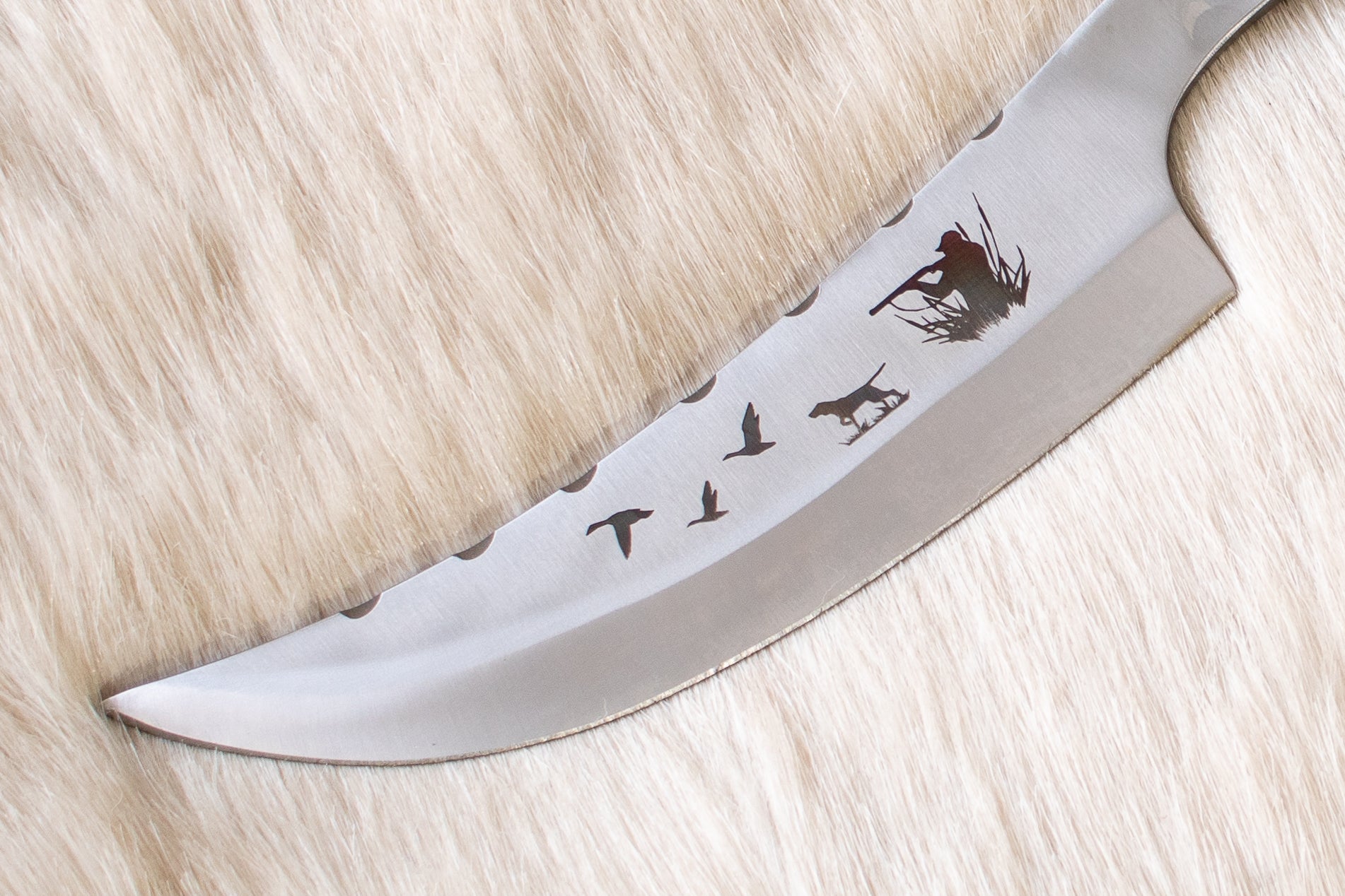 Hand Forged Spike Knife | Railroad Steel | Twisted Handle with Hunting Dog Engraving | Leather Sheath