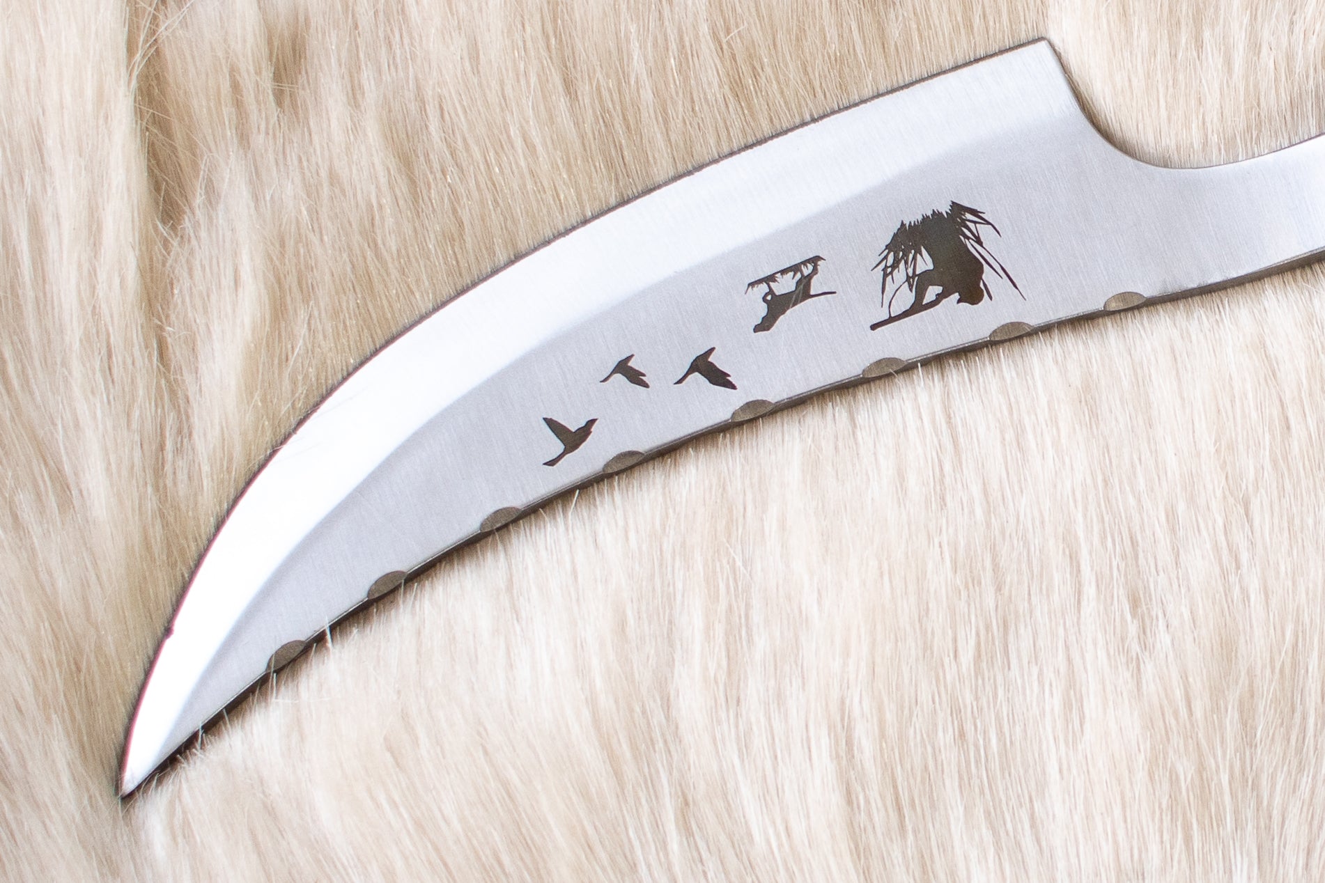 Hand Forged Spike Knife | Railroad Steel | Twisted Handle with Hunting Dog Engraving | Leather Sheath