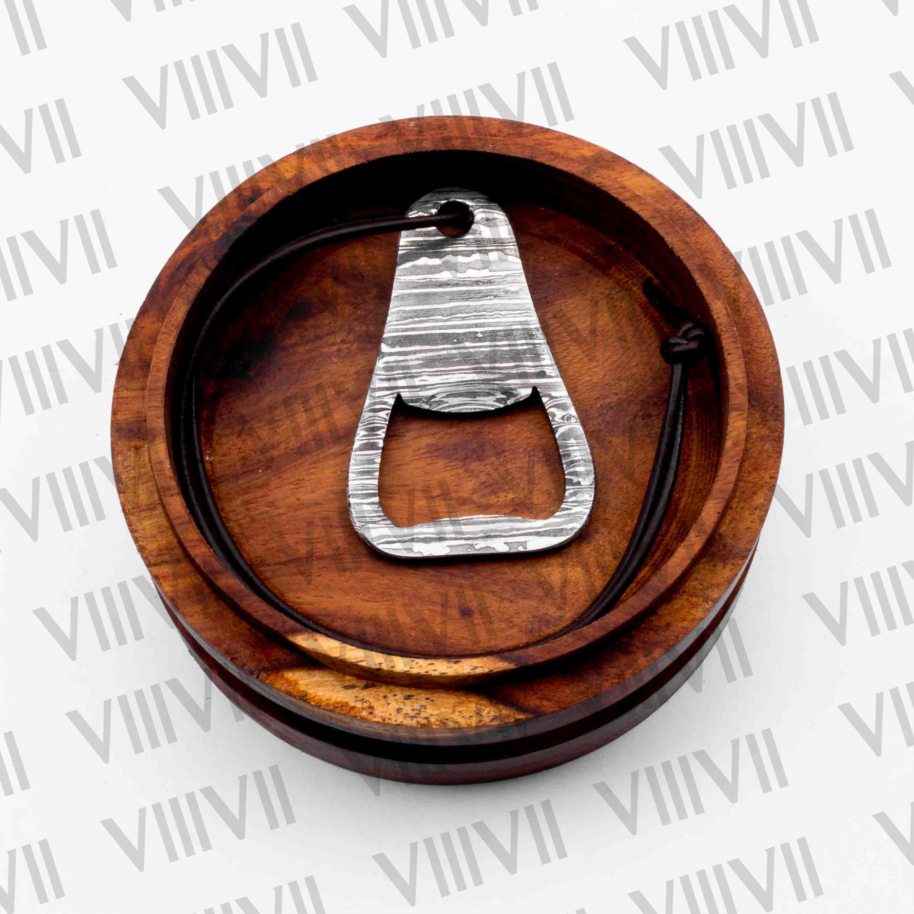 Damascus steel bottle opener with rosewood gift box