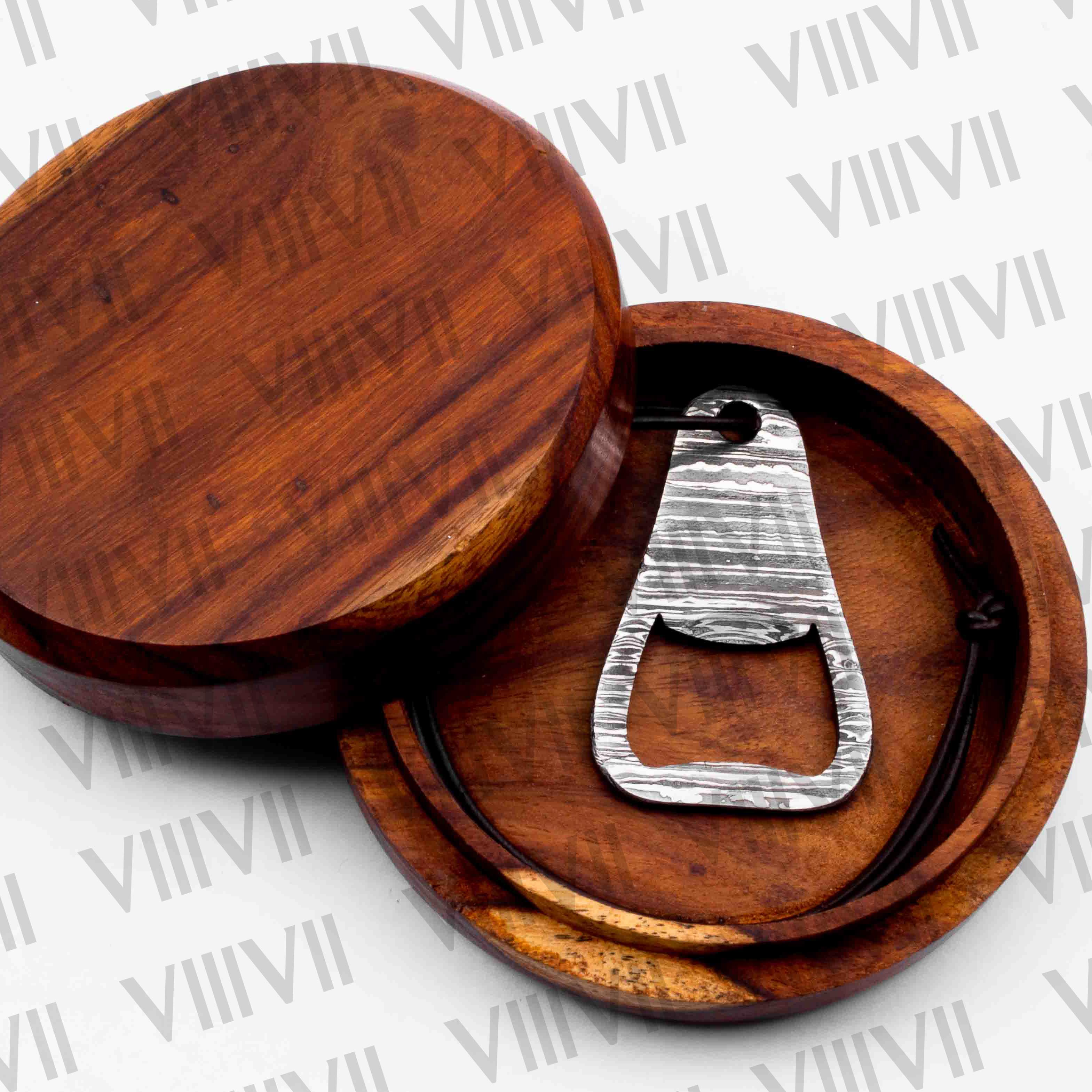 Damascus steel bottle opener with rosewood gift box