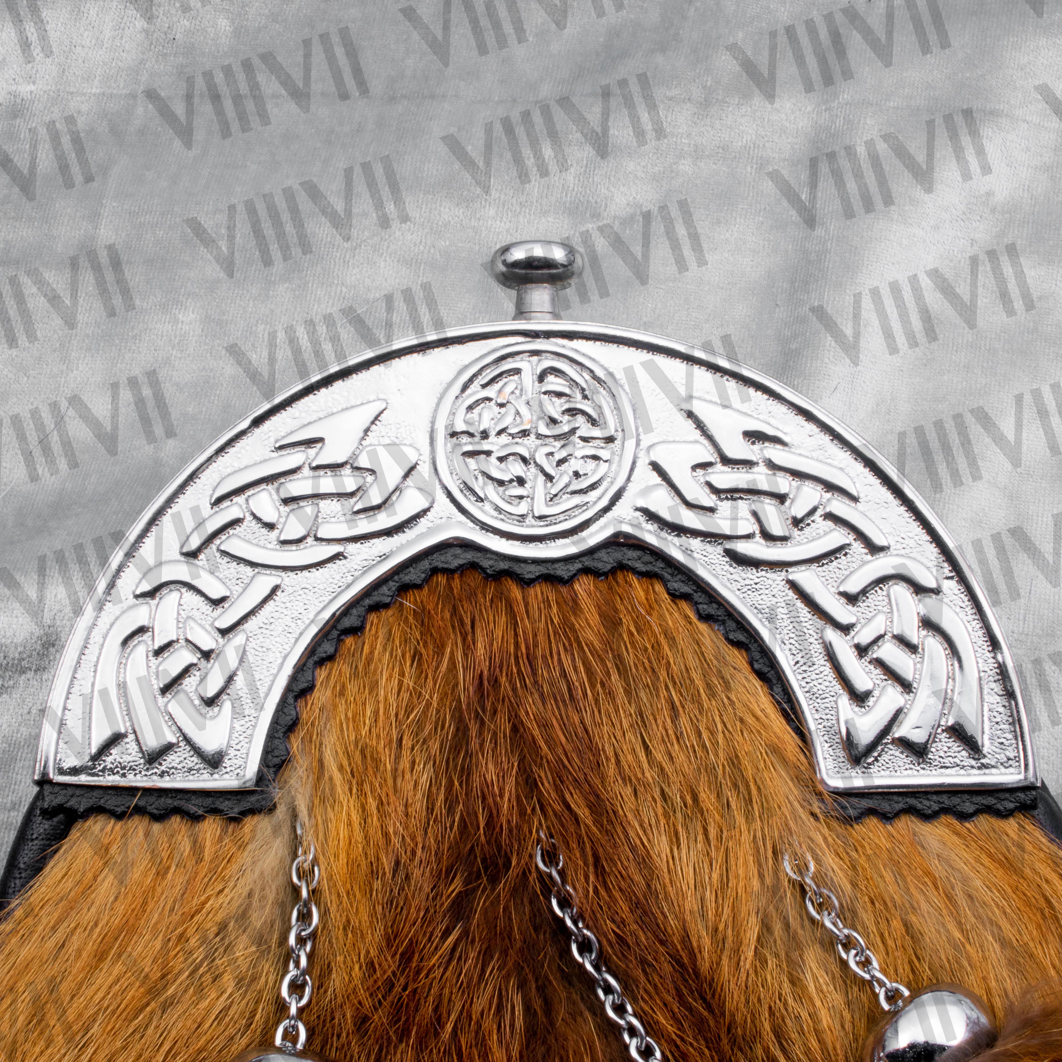 Red Fox Fur Sporran Full Dress Celtic Cantle Handmade for Highland Games Clan Gatherings Burns Night Scottish Weddings and Ceilidh Events