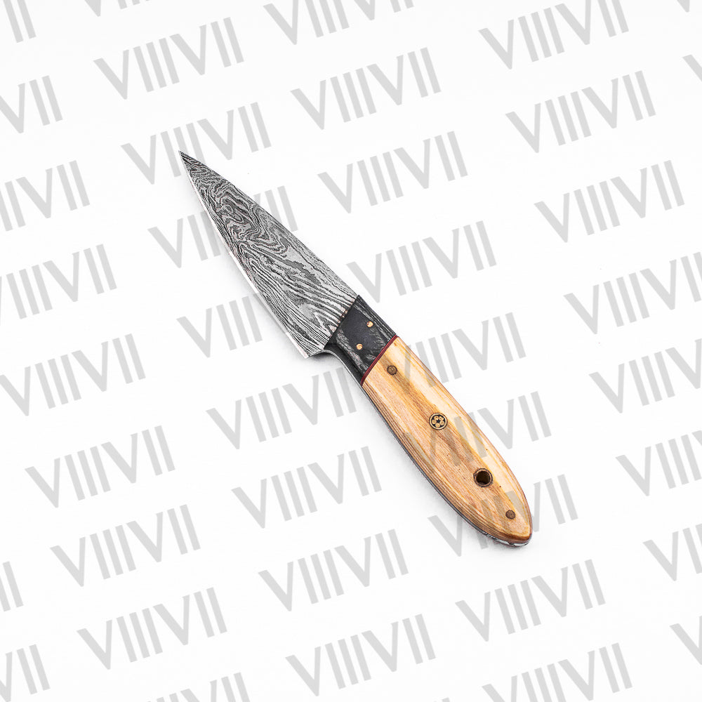 Damascus Steel Chef Knife Set with Ash Wood Handle – Handcrafted Precision and Style