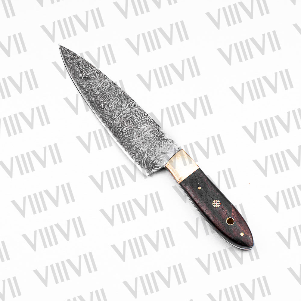 Damascus Steel Chef Knife Set with Rosewood Handle – Handcrafted Culinary Precision