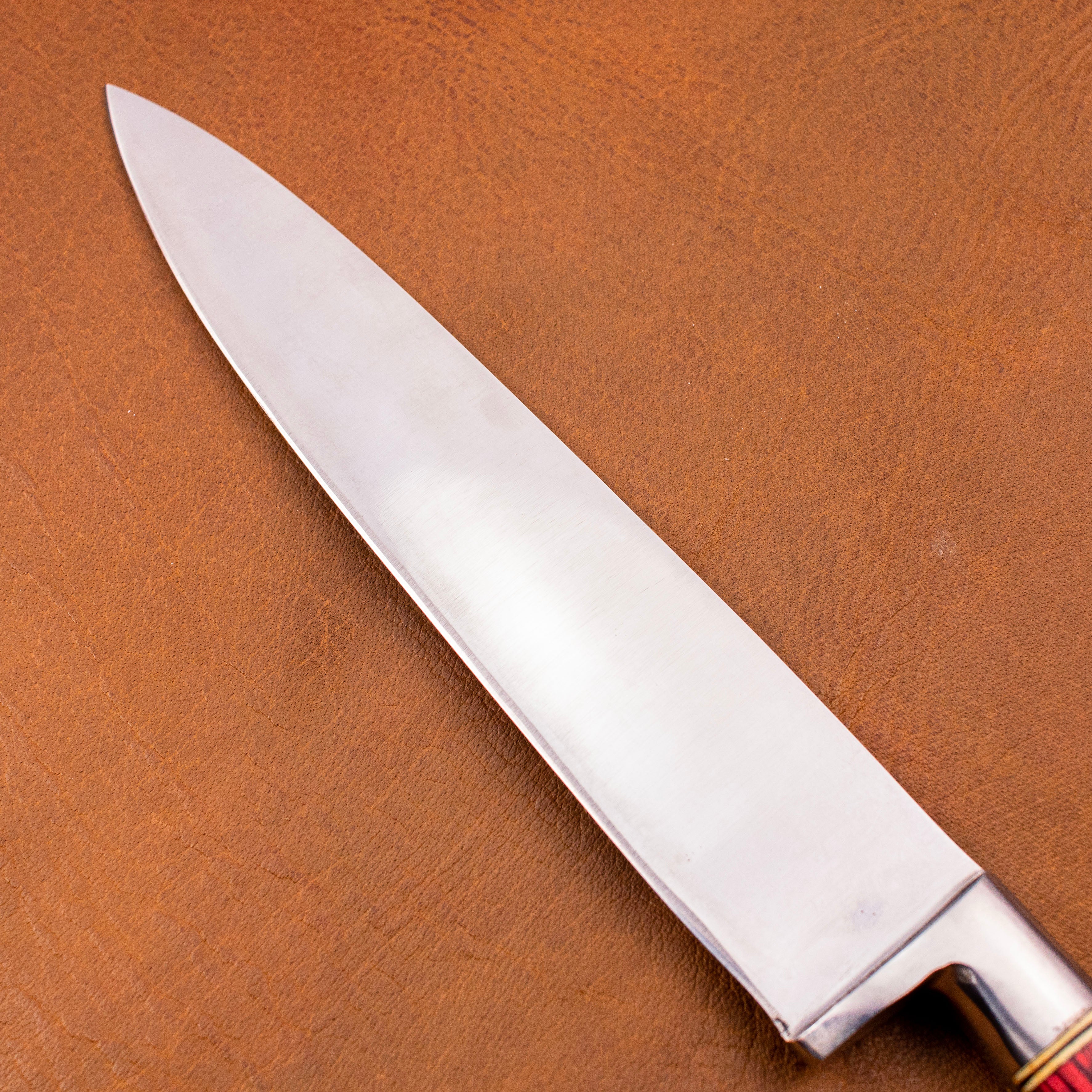Professional Stainless Steel Chef Knife | 8" Blade with Red Pakka Wood Handle | Premium Kitchen Tool