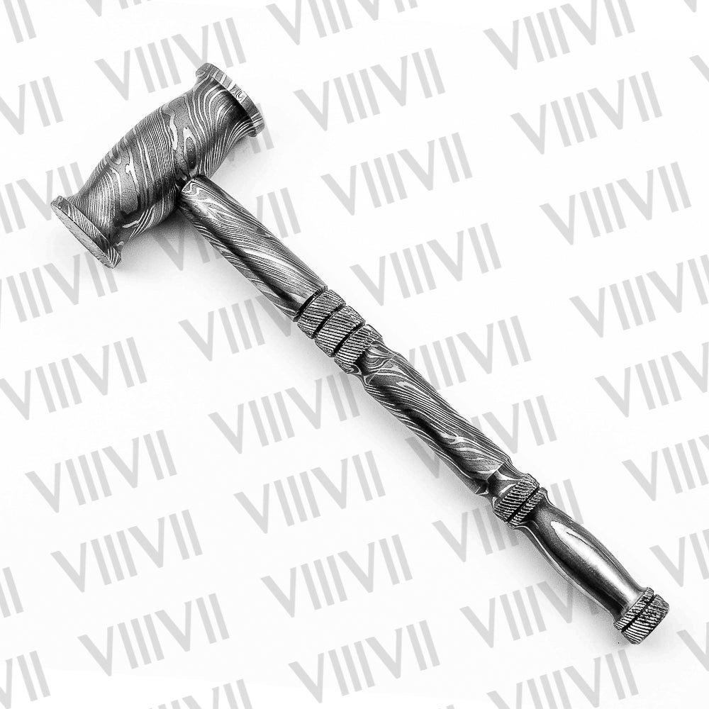 Premium Damascus Steel Hammer – Ideal for Leatherworking, Jewelry & Metal Art