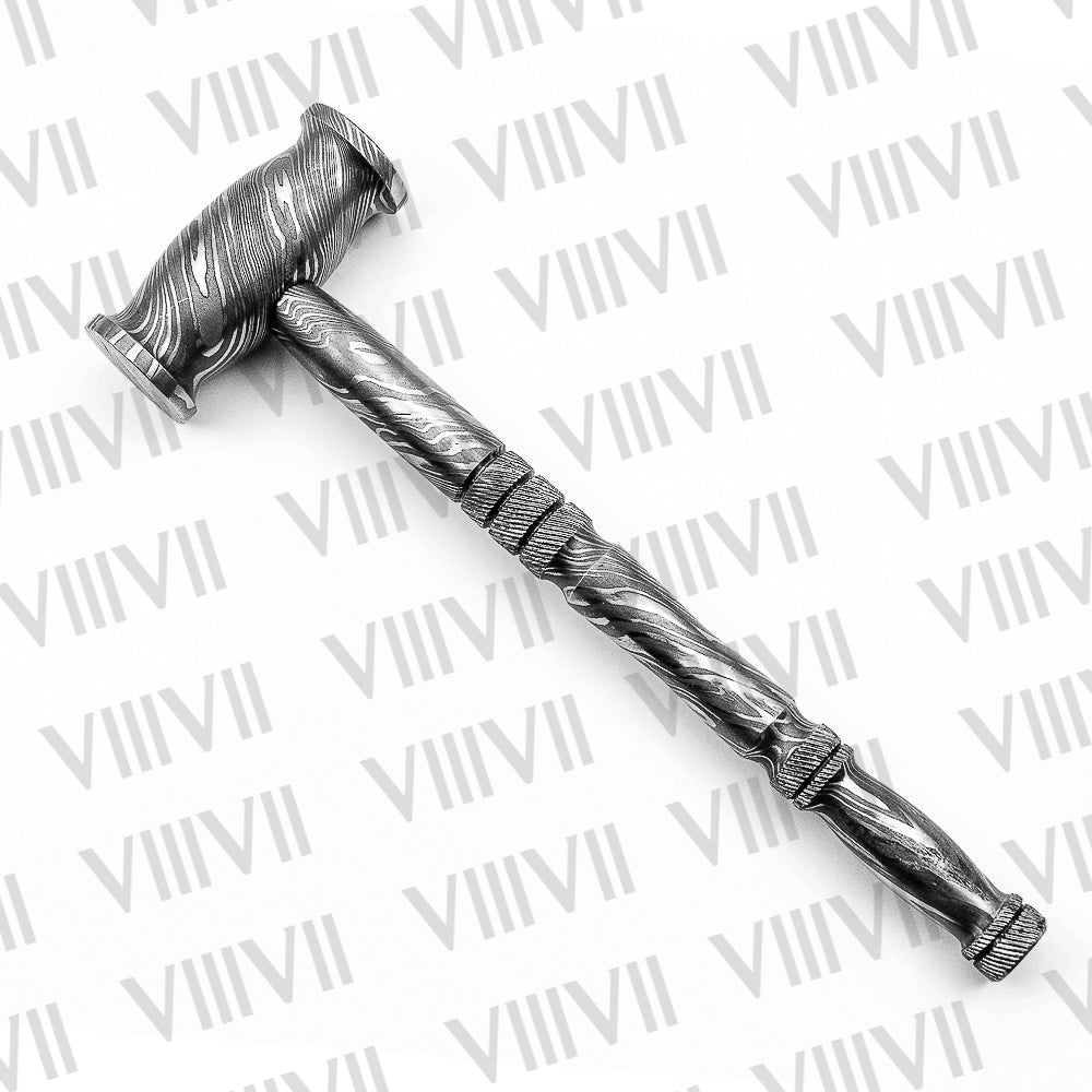 Premium Damascus Steel Hammer – Ideal for Leatherworking, Jewelry & Metal Art