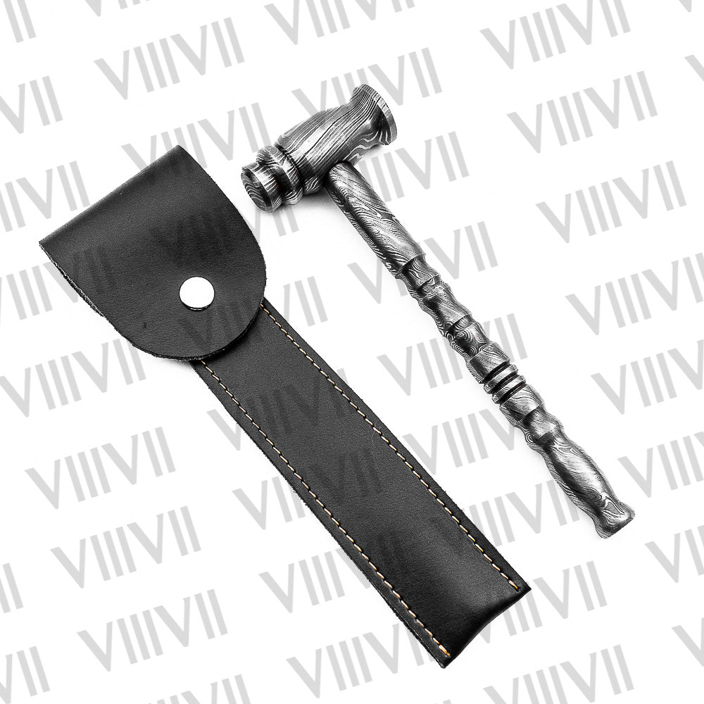 Damascus Steel Leather Working Hammer – Premium Craftsmanship for Precision Leatherwork