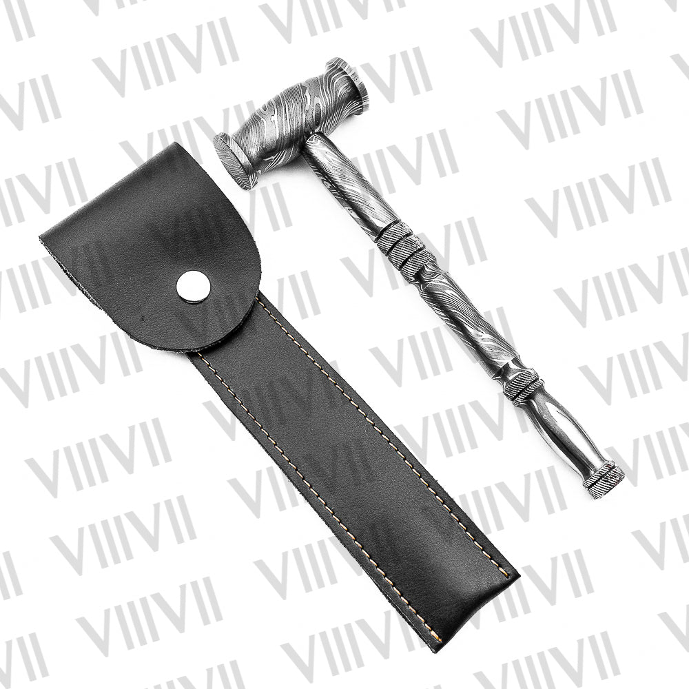 Premium Damascus Steel Hammer – Ideal for Leatherworking, Jewelry & Metal Art