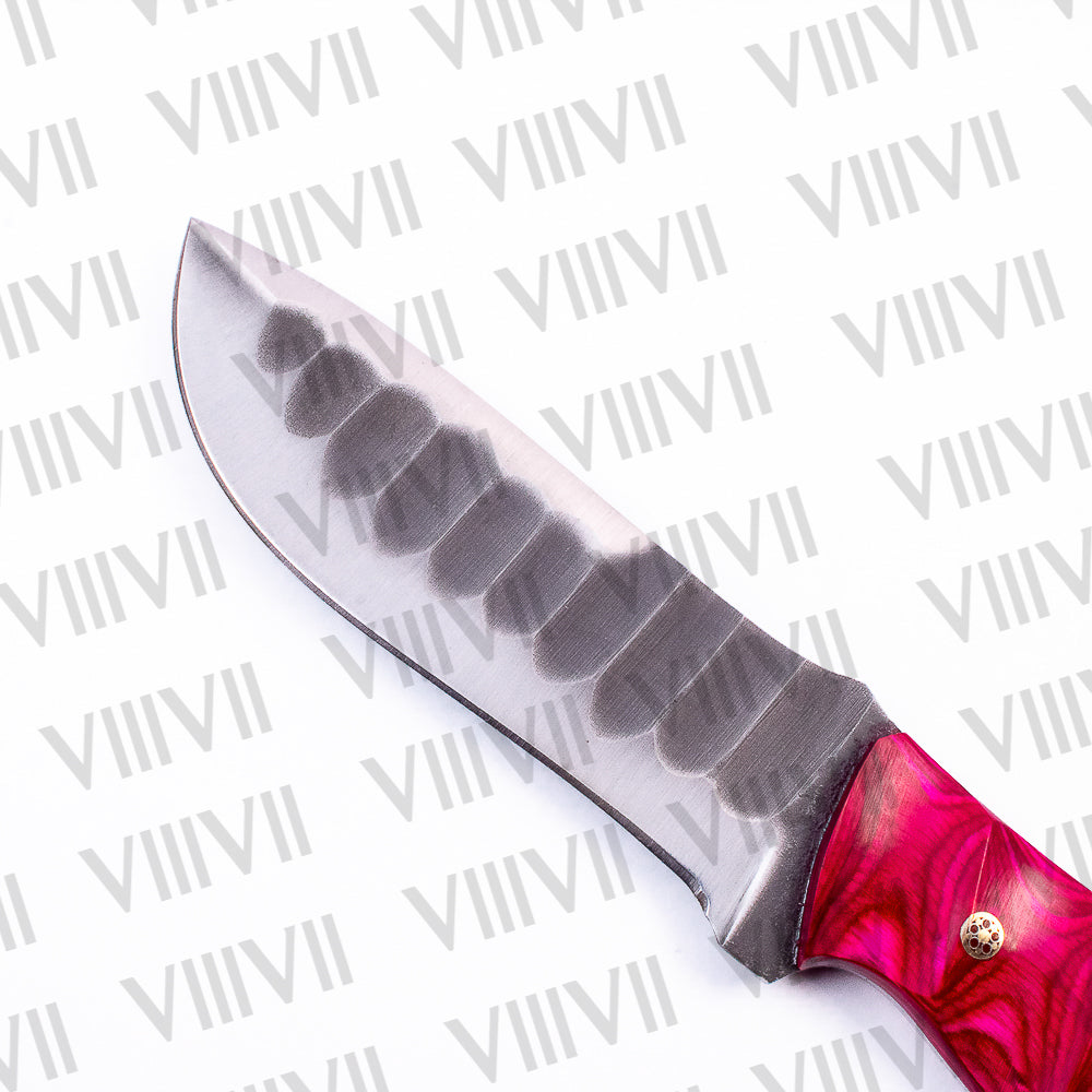Forged Bushcraft Knife with D2 Steel Blade & Pink Ashwood Handle – Gift for Hunters, Campers, Survivalists & Outdoor Enthusiasts