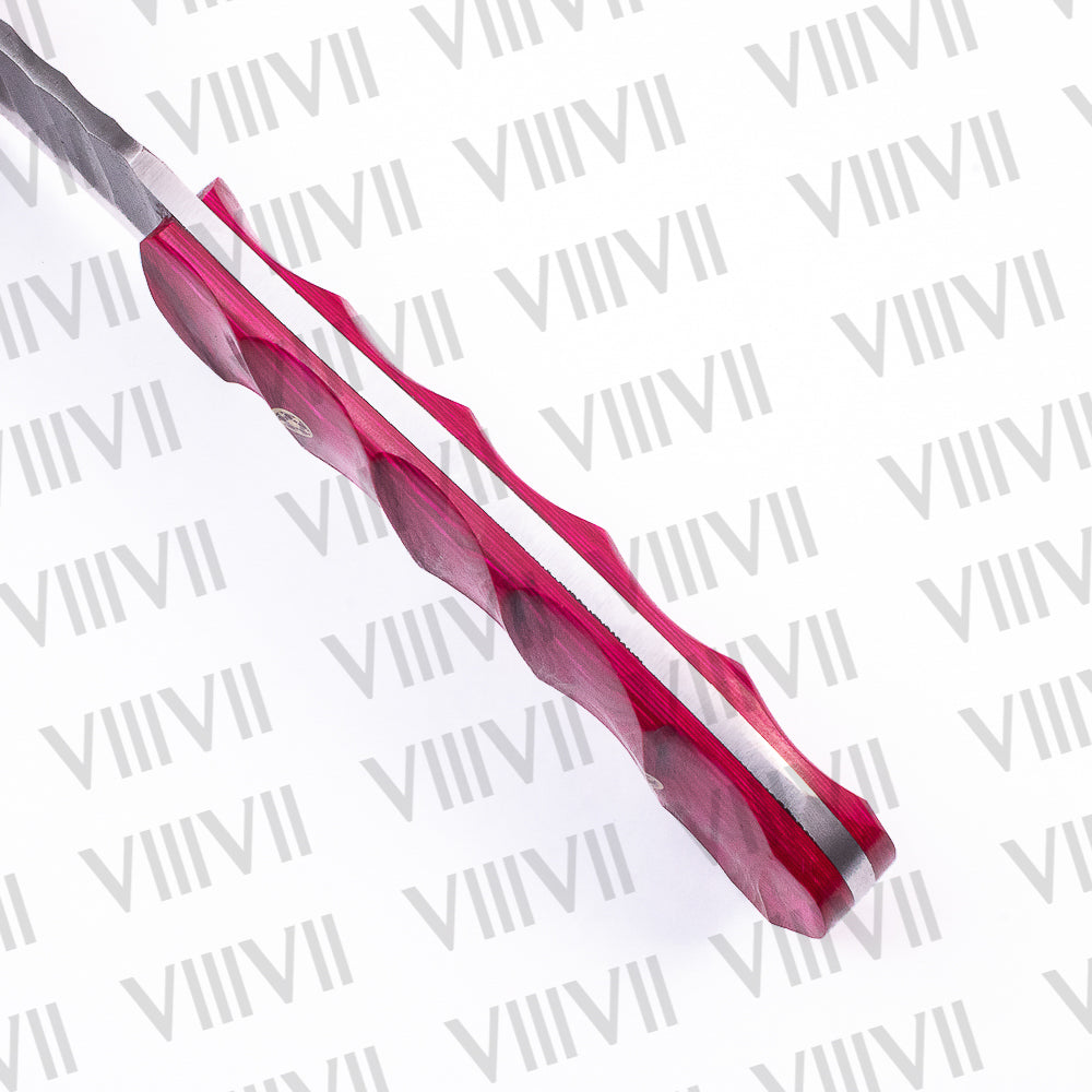 Forged Bushcraft Knife with D2 Steel Blade & Pink Ashwood Handle – Gift for Hunters, Campers, Survivalists & Outdoor Enthusiasts