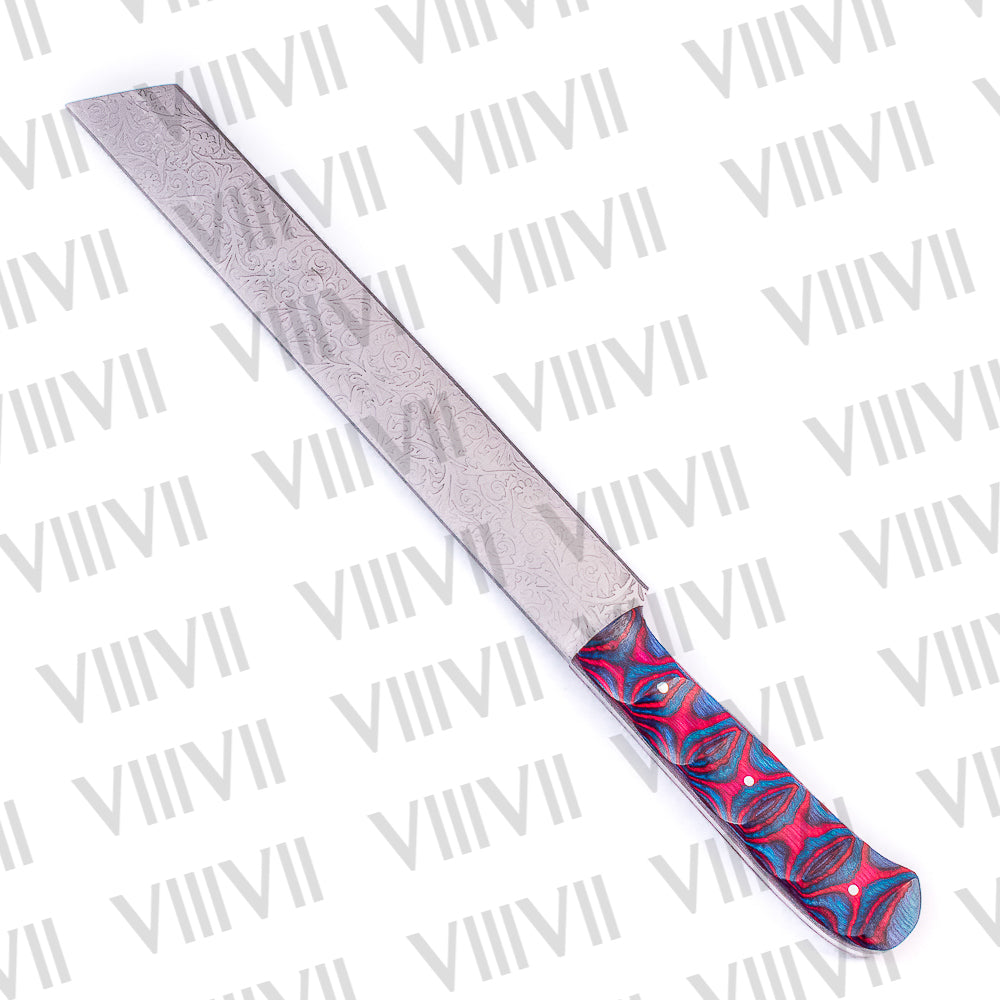 Engraved Brisket Carving Knife in Stainless Steel with Multi-Wood Handle – Precision & Style Combined