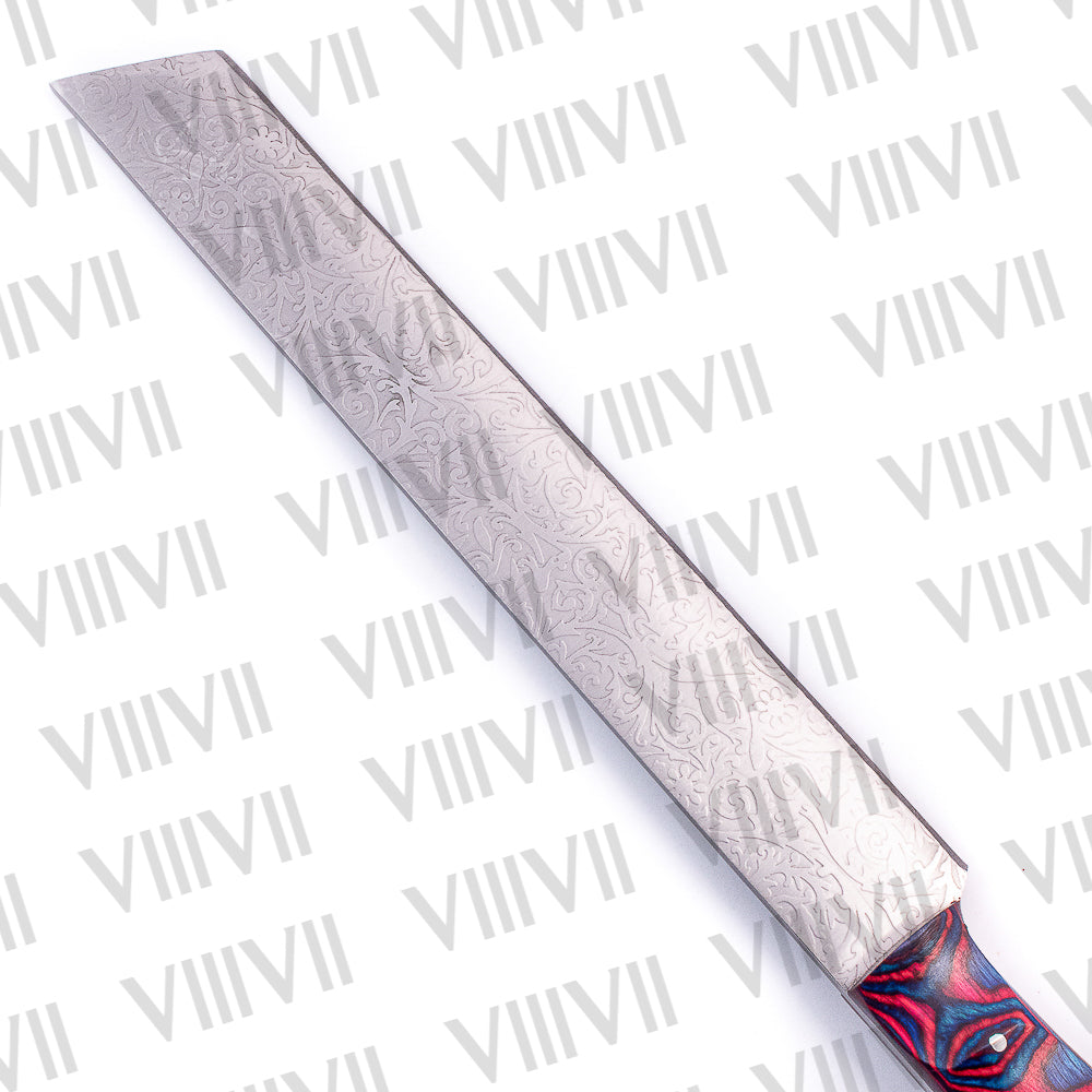 Engraved Brisket Carving Knife in Stainless Steel with Multi-Wood Handle – Precision & Style Combined