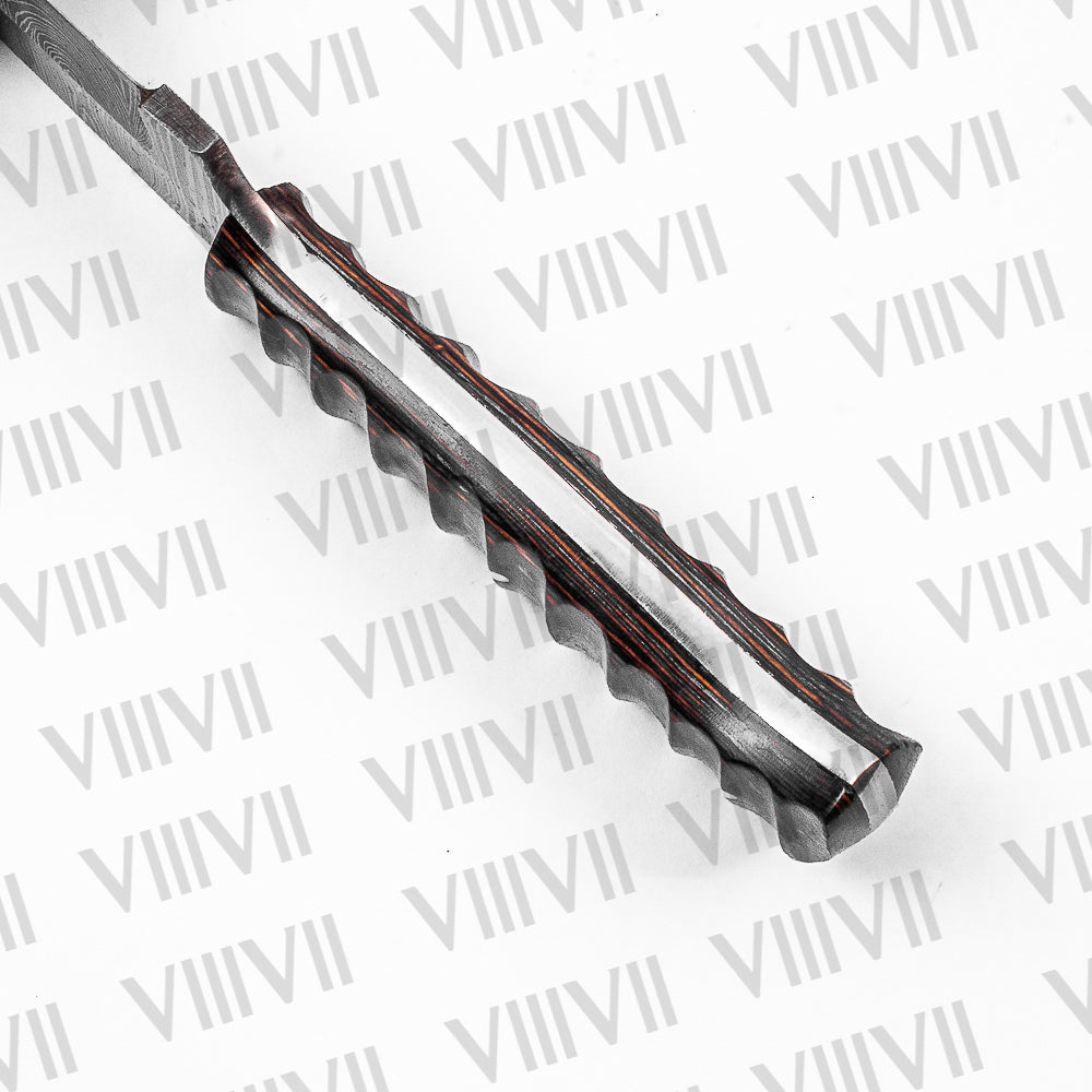 Hand-Forged Tanto Dagger in Damascus Steel with Burnt Ash Wood Handle – Tactical Blade & Collector’s Gift