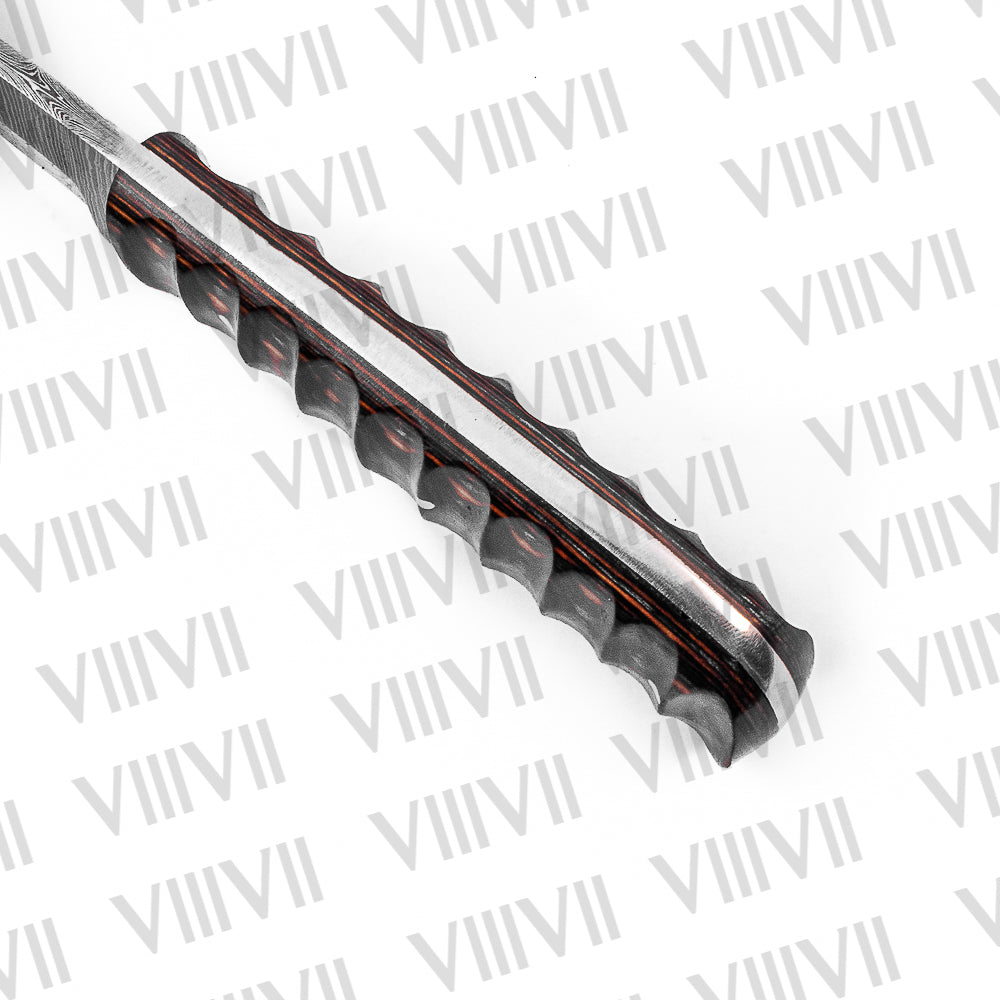 Hand-Forged Tanto Dagger in Damascus Steel with Burnt Ash Wood Handle – Tactical Blade & Collector’s Gift