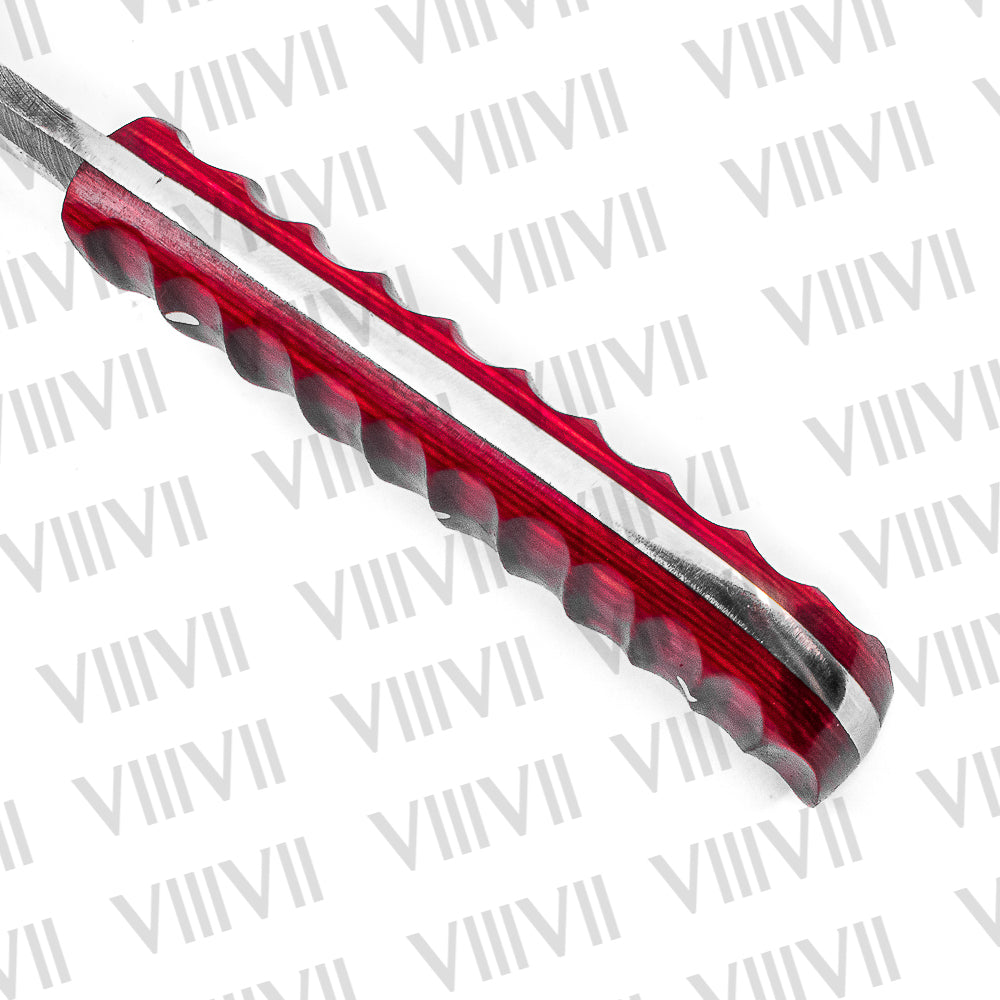 Hand-Forged Tanto Dagger in Damascus Steel with Pink Wood Handle – Collector’s Blade for Outdoor & Tactical Use