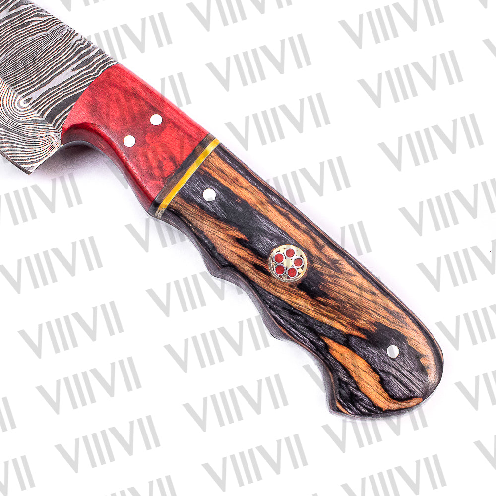 Hand-Forged Gut Hook Knife in Damascus Steel with Ashwood Handle – Premium Hunting & Skinning Blade