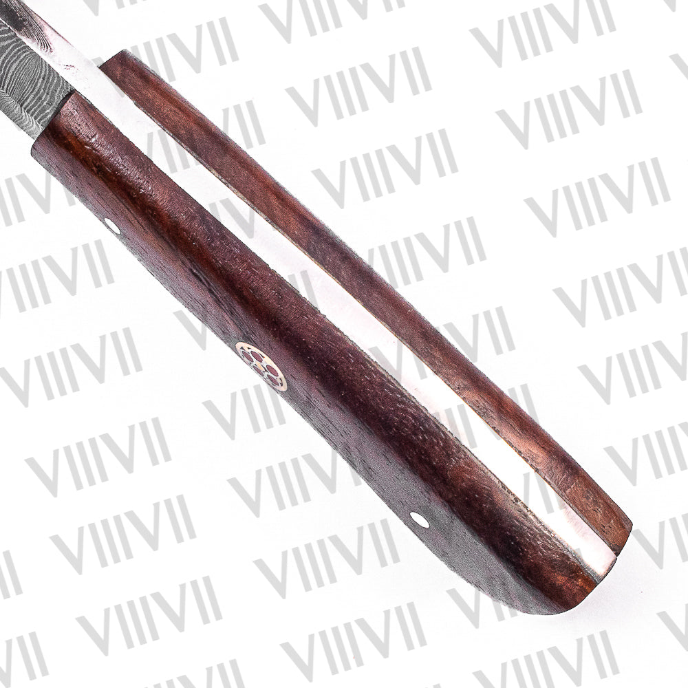 Hand-Forged Gut Hook Knife in Damascus Steel with Rosewood Handle – Premium Hunting & Skinning Knife