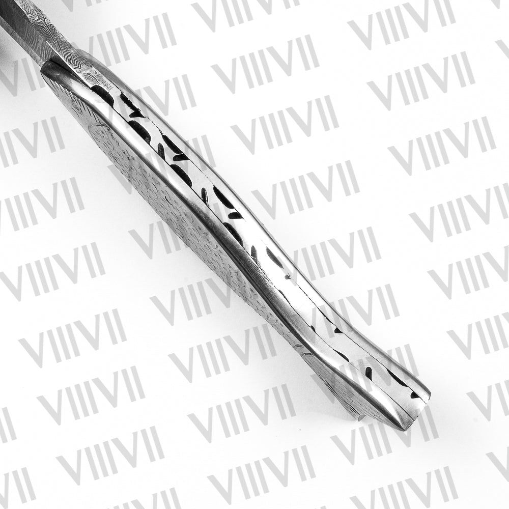 Hand Engraved Damascus Fishing Knife – Fish-Shaped Stainless Handle | Unique Gift for Fishermen & Outdoor Enthusiasts