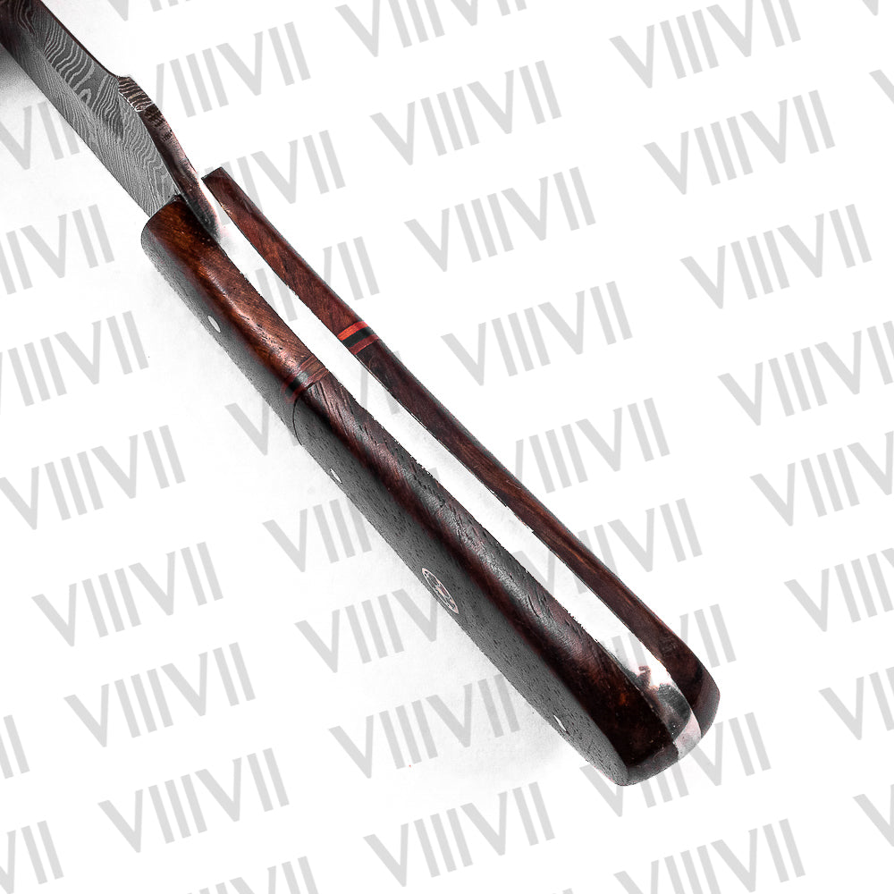 Damascus Steel Hunting Knife with Rosewood Handle – Handmade Skinner Knife for Outdoor Use