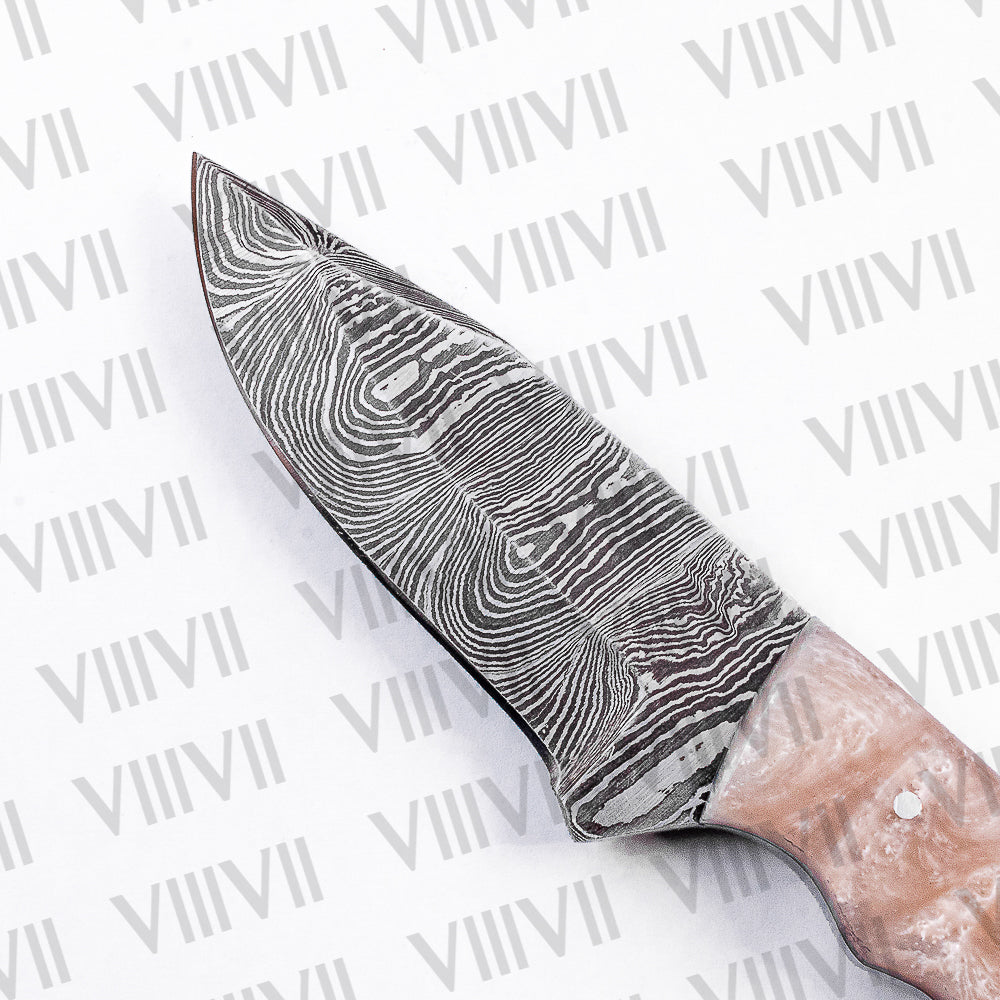 Damascus Steel Skinner Knife with Resin Handle – Best Knife for Hunters, Camping & Collectors
