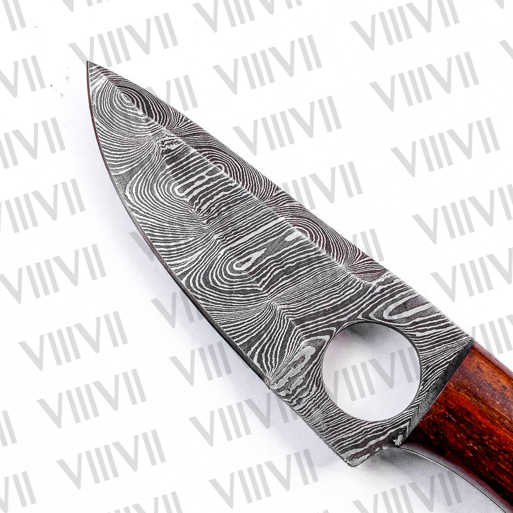 Forged Viking Knife in Damascus Steel with Rosewood Handle – Boning Knife for Kitchen, Hunting & Gifting