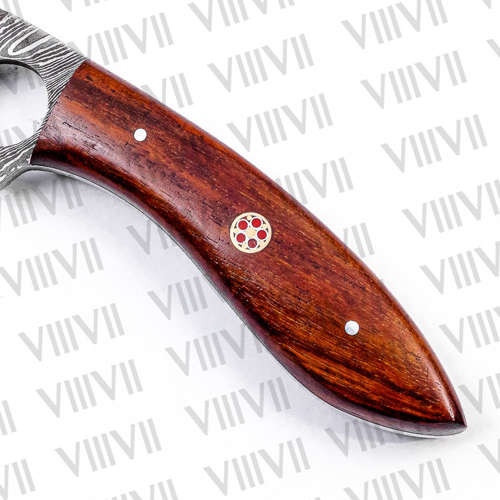 Forged Viking Knife in Damascus Steel with Rosewood Handle – Boning Knife for Kitchen, Hunting & Gifting