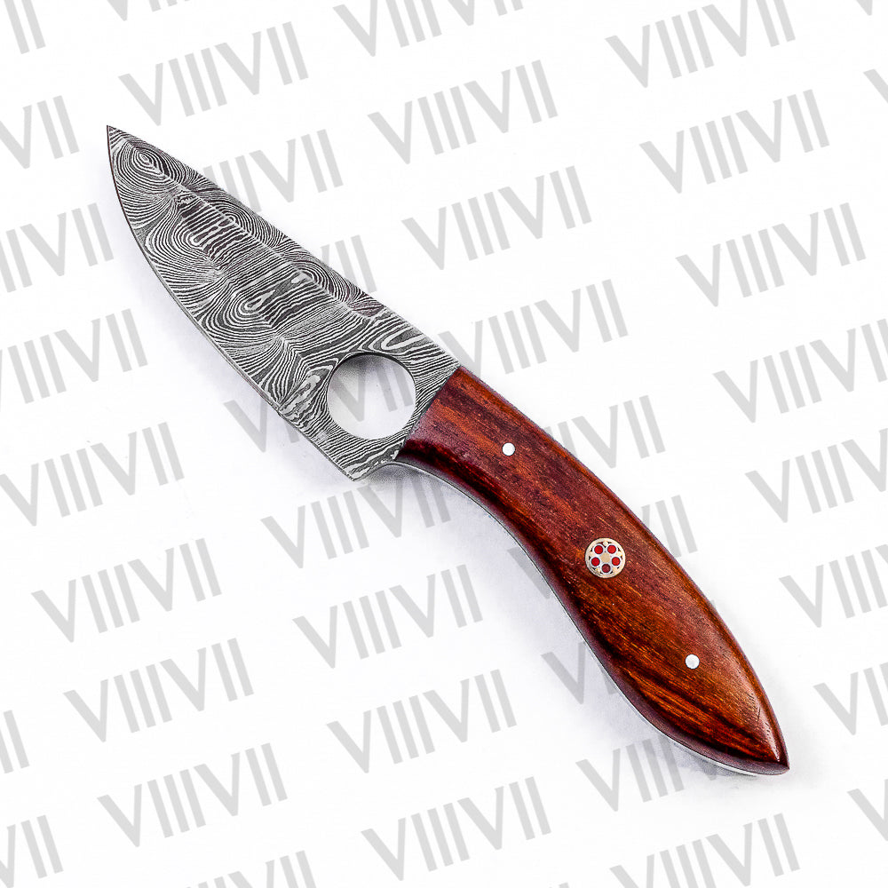 Forged Viking Knife in Damascus Steel with Rosewood Handle – Boning Knife for Kitchen, Hunting & Gifting